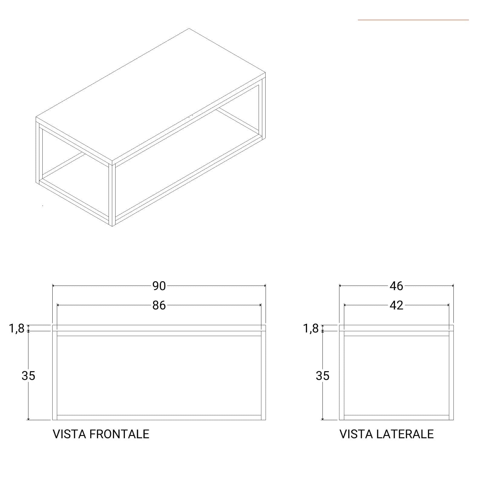 Mobile bagno sospeso portalavabo 90 cm nero opaco con specchio - Axis