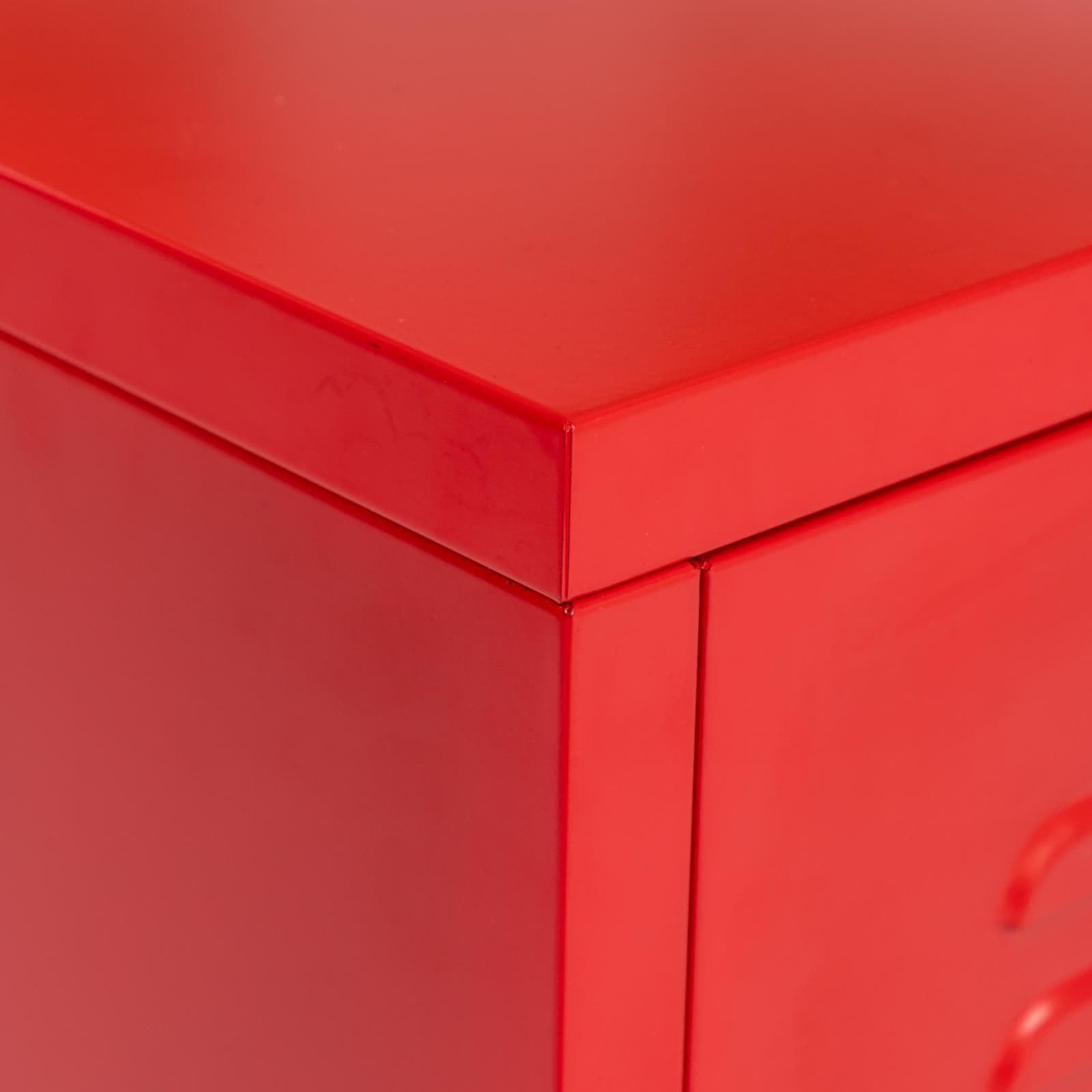 Mobile basso 60x49h cm in acciaio rosso con 2 ante e ruote - Latino