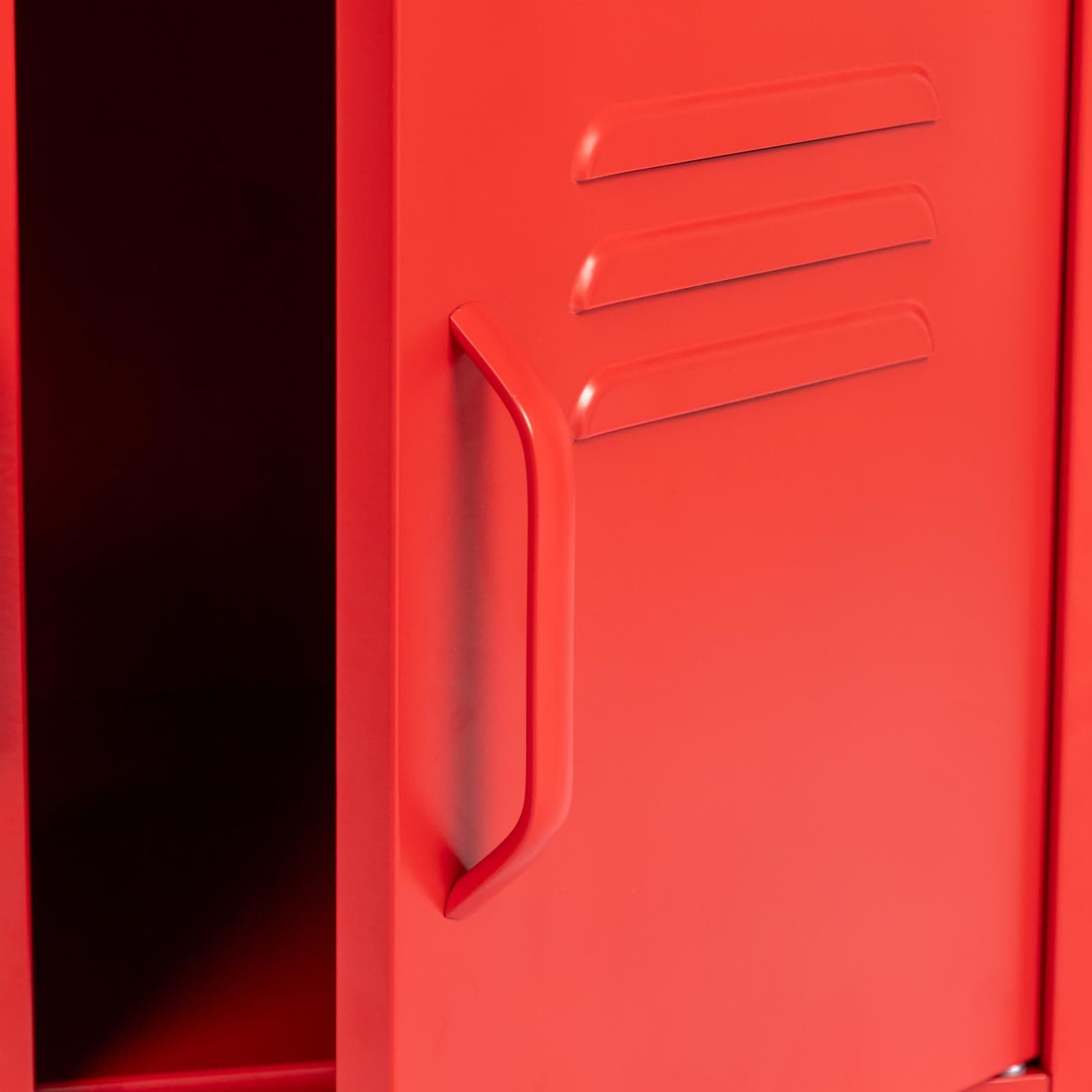 Mobile basso 60x49h cm in acciaio rosso con 2 ante e ruote - Latino