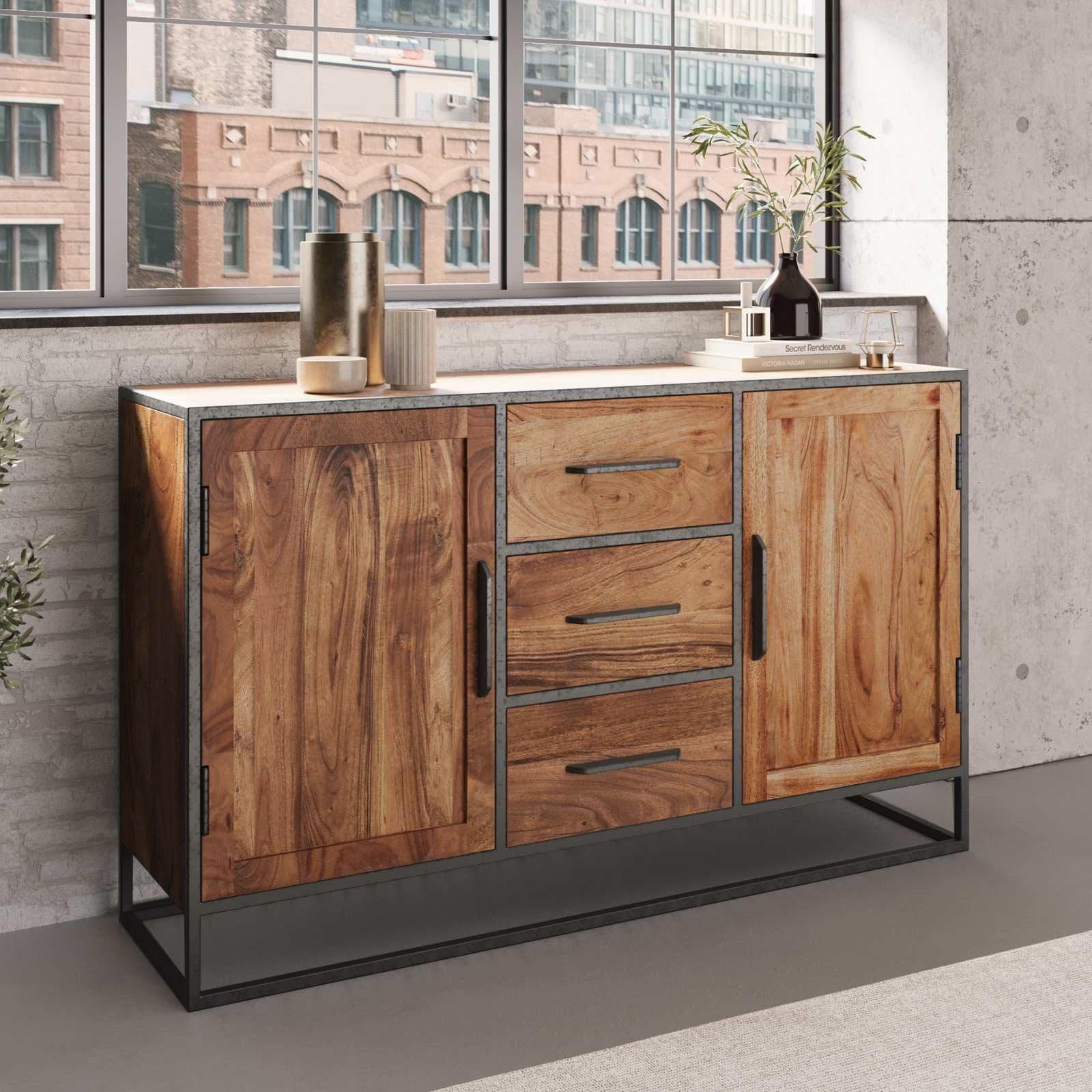 Madia 150x40 cm in legno di acacia e metallo - Freia Acacia