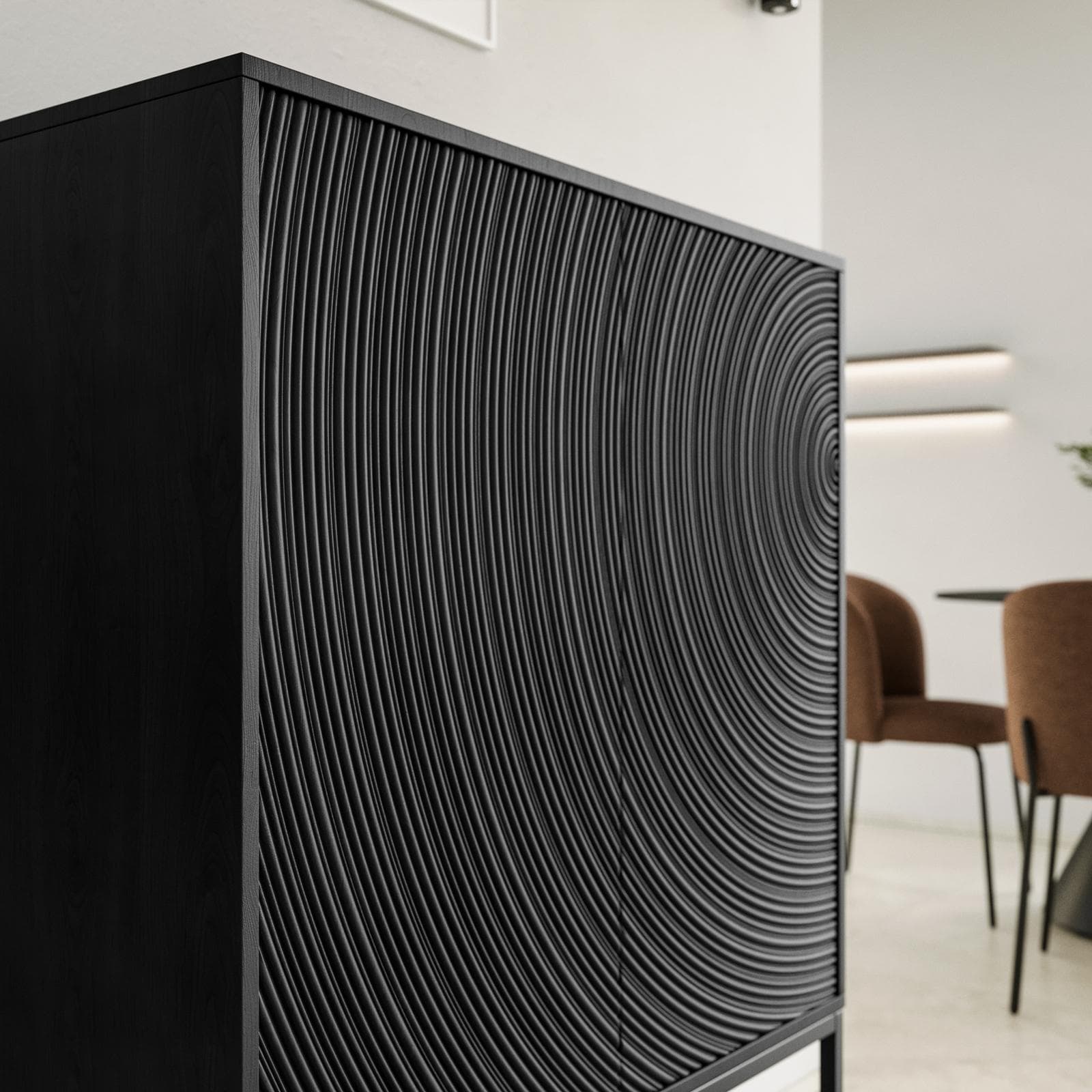 Mobile contenitore 85x120h cm in mango nero cannettato con 2 ante - Dailim