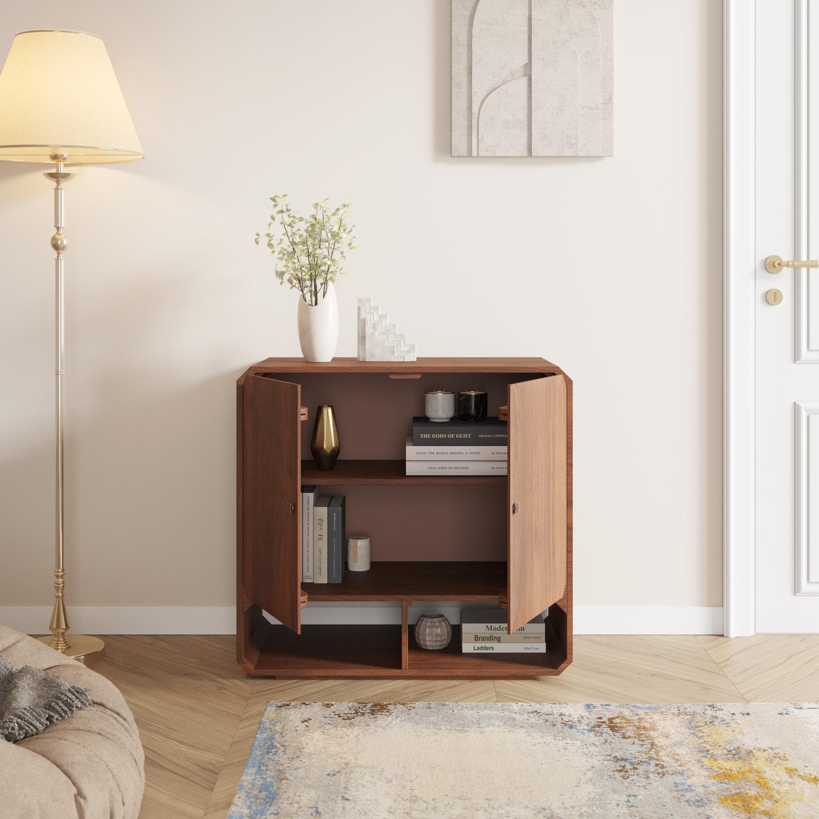 LIALME MOBILE CONTENITORE L 80 X H 75 X P 40 CM MANGO MIELE SCURO