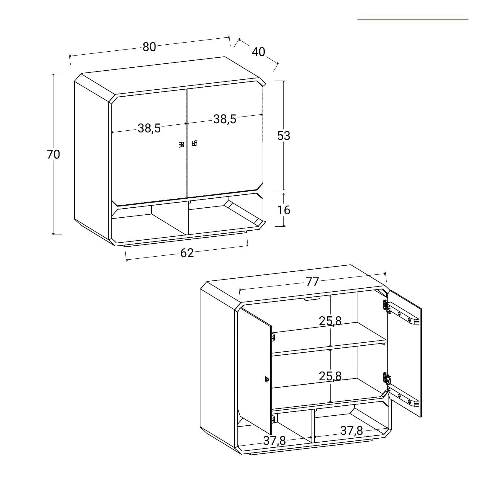LIALME MOBILE CONTENITORE L 80 X H 75 X P 40 CM MANGO MIELE SCURO