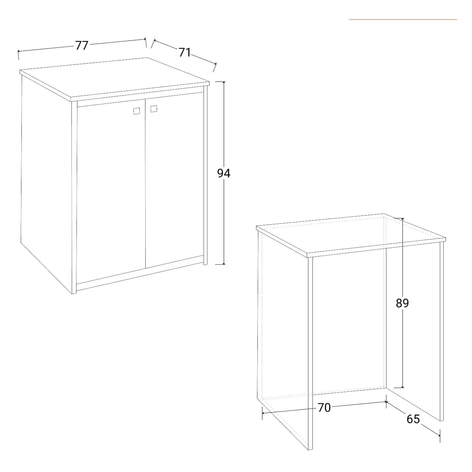 Mobile coprilavatrice 77 x 71 x 93,5 cm con ante - Vix