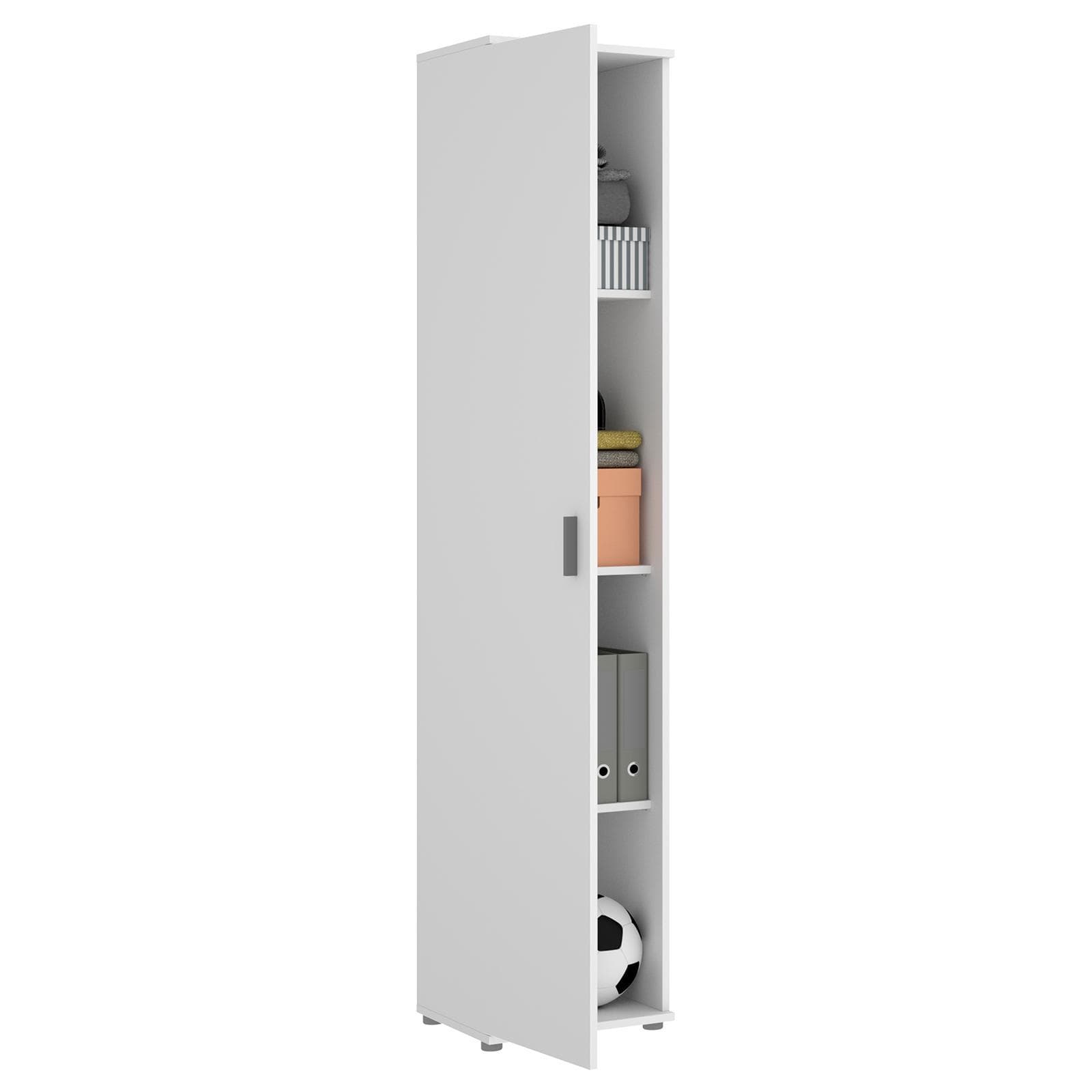 Mobile multiuso 39x190h cm in legno bianco con tre ripiani - Dagen