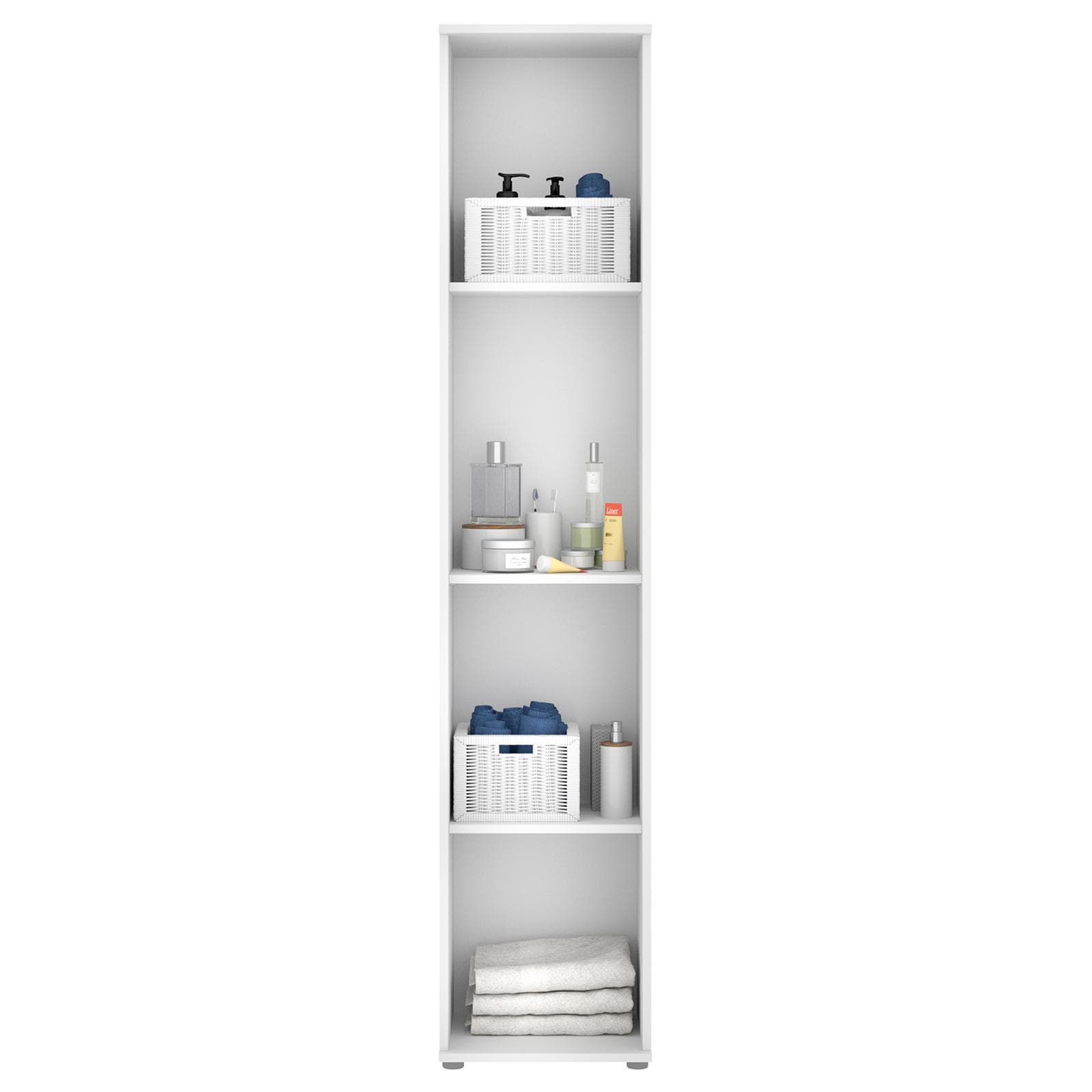 Mobile multiuso 39x190h cm in legno bianco con tre ripiani - Dagen