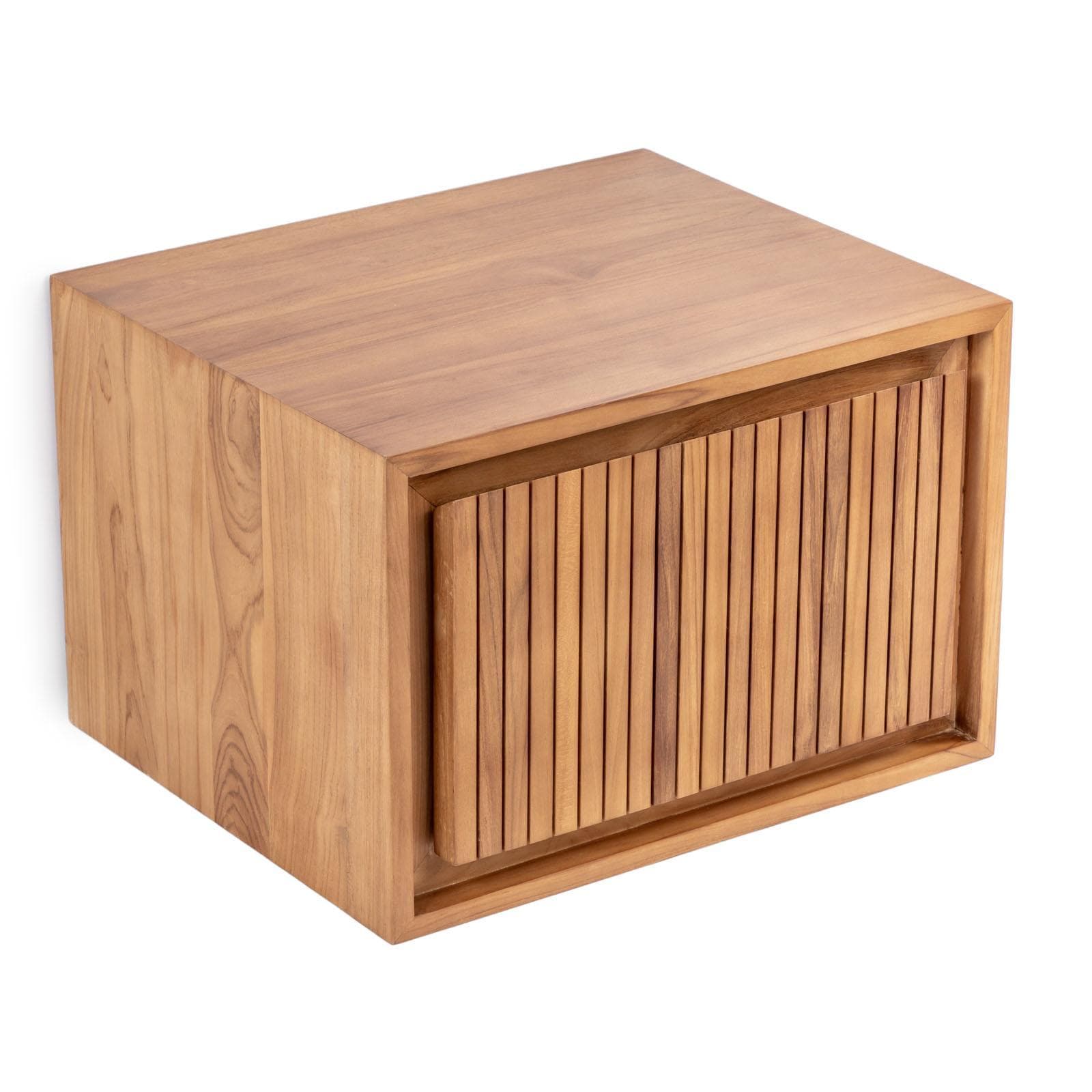 Mobile da bagno sospeso cannettato 60 cm profondo 50 cm in teak - Azul
