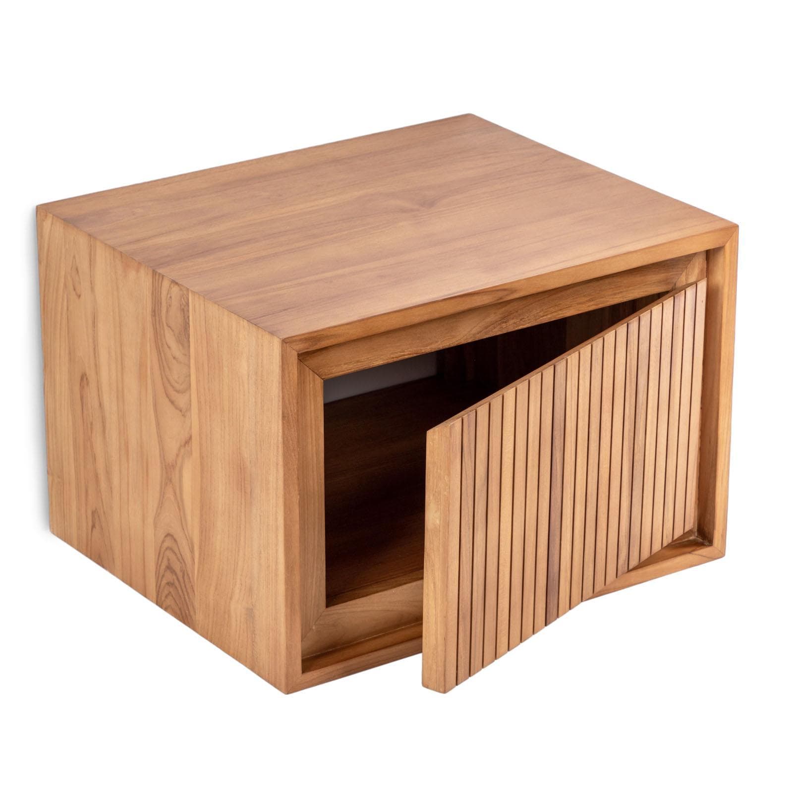 Mobile da bagno sospeso cannettato 60 cm profondo 50 cm in teak - Azul