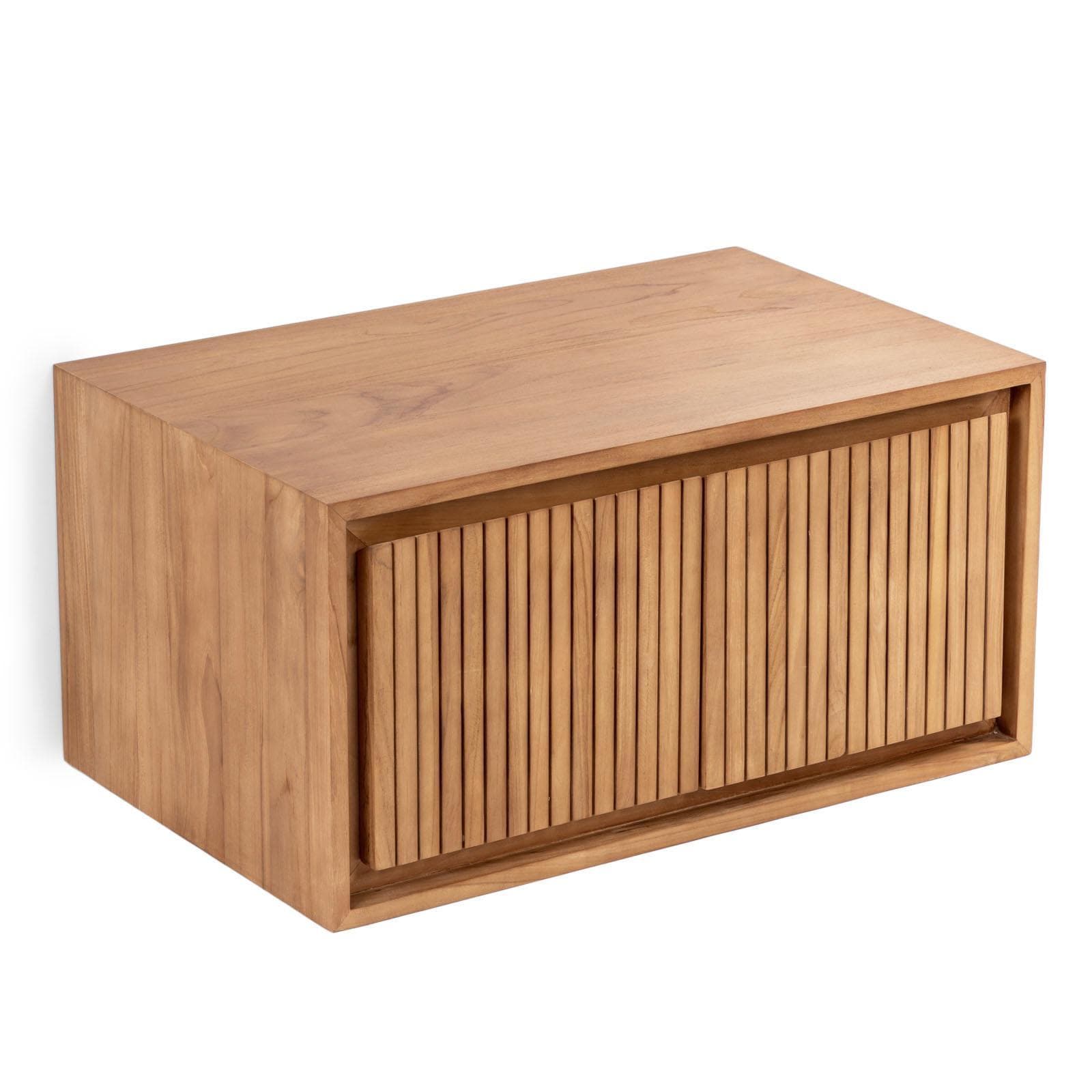 Mobile da bagno cannettato sospeso 80 cm in teak - Azul