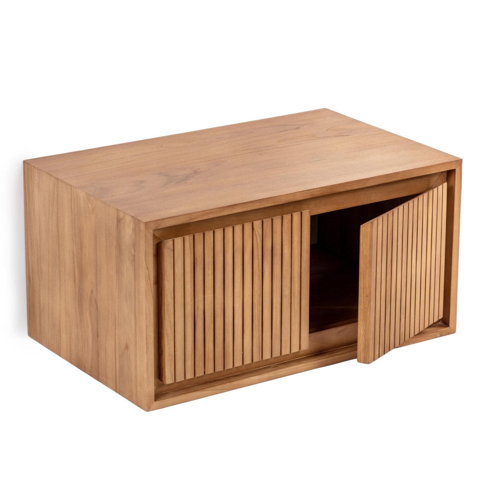 Mobile da bagno cannettato sospeso 80 cm in teak - Azul