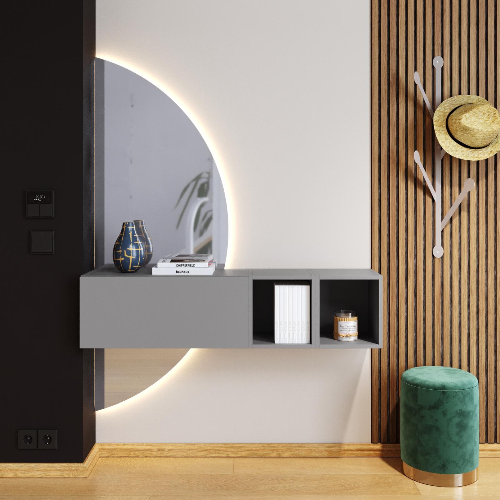 CLARY 2.0 - INGRESSO 124X155H CM ARDESIA C/ SPECCHIO RETROILLUMINATO