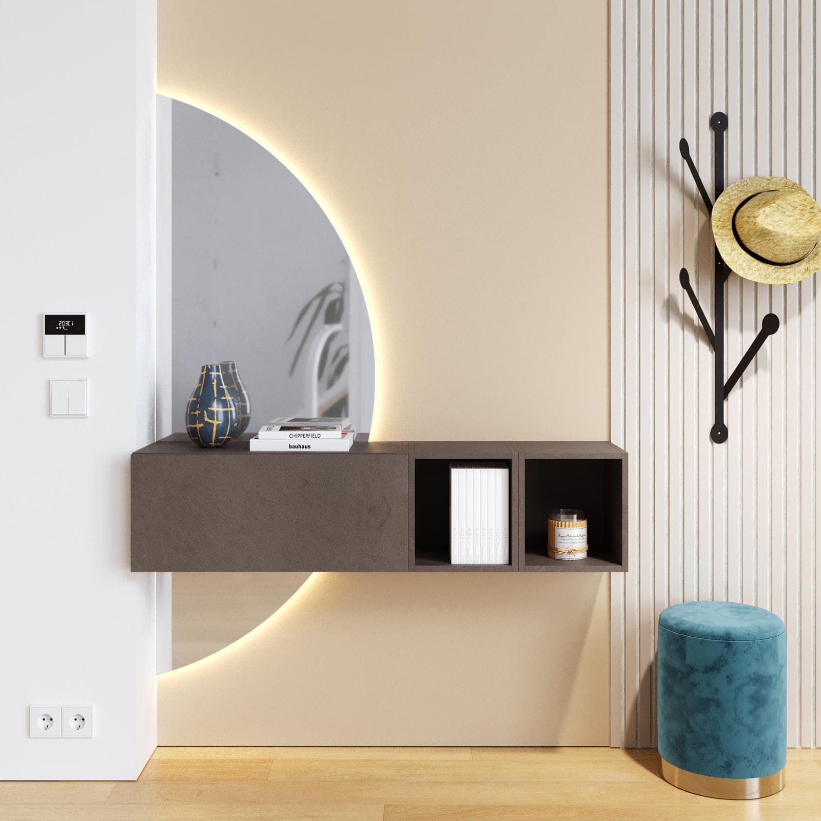 CLARY 2.0 - INGRESSO 124X155H CM BRONZO C/ SPECCHIO RETROILLUMINATO
