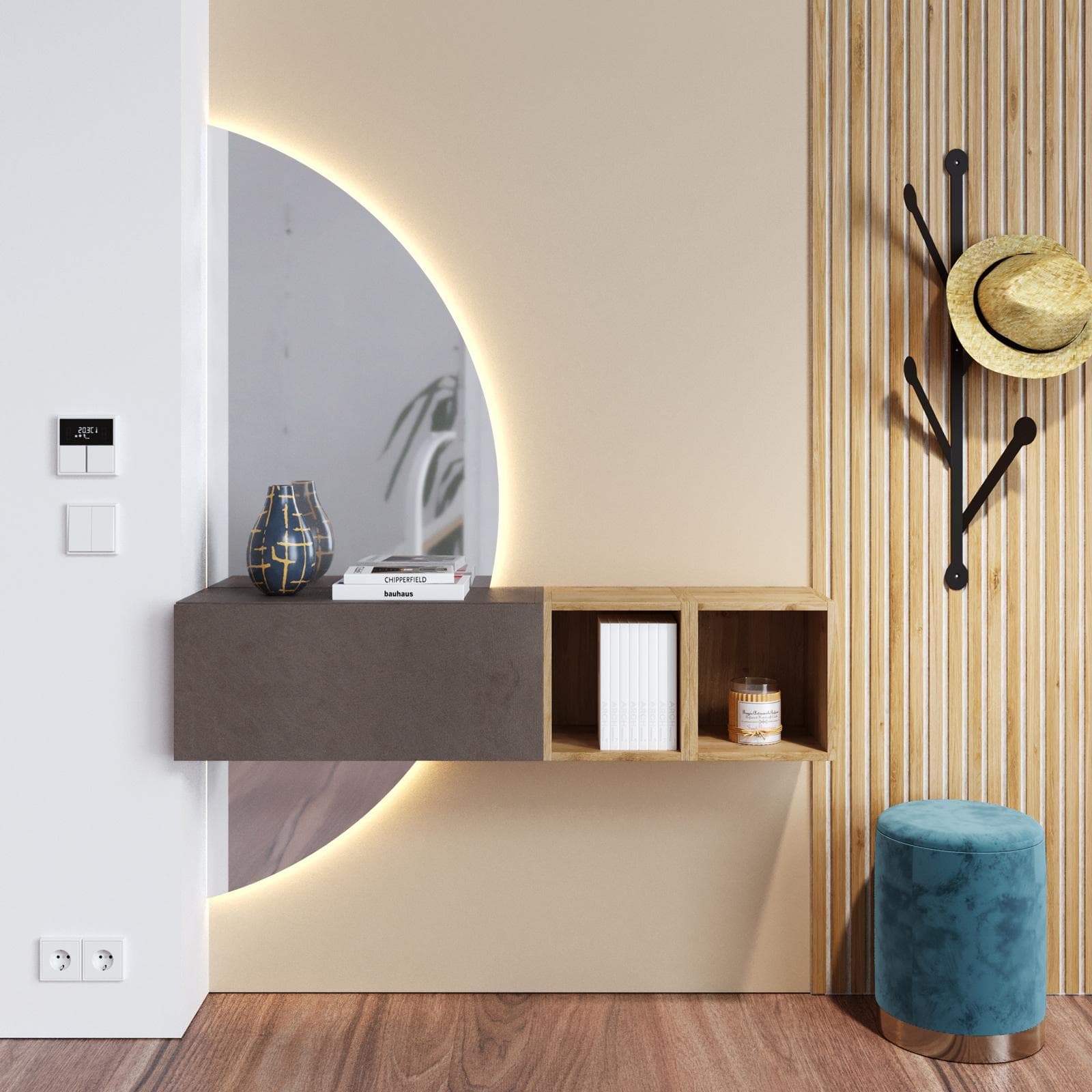 CLARY 2.0 - INGRESSO 124X155H CM BRONZO CADIZ C/ SPECCHIO RETROILLUMINATO