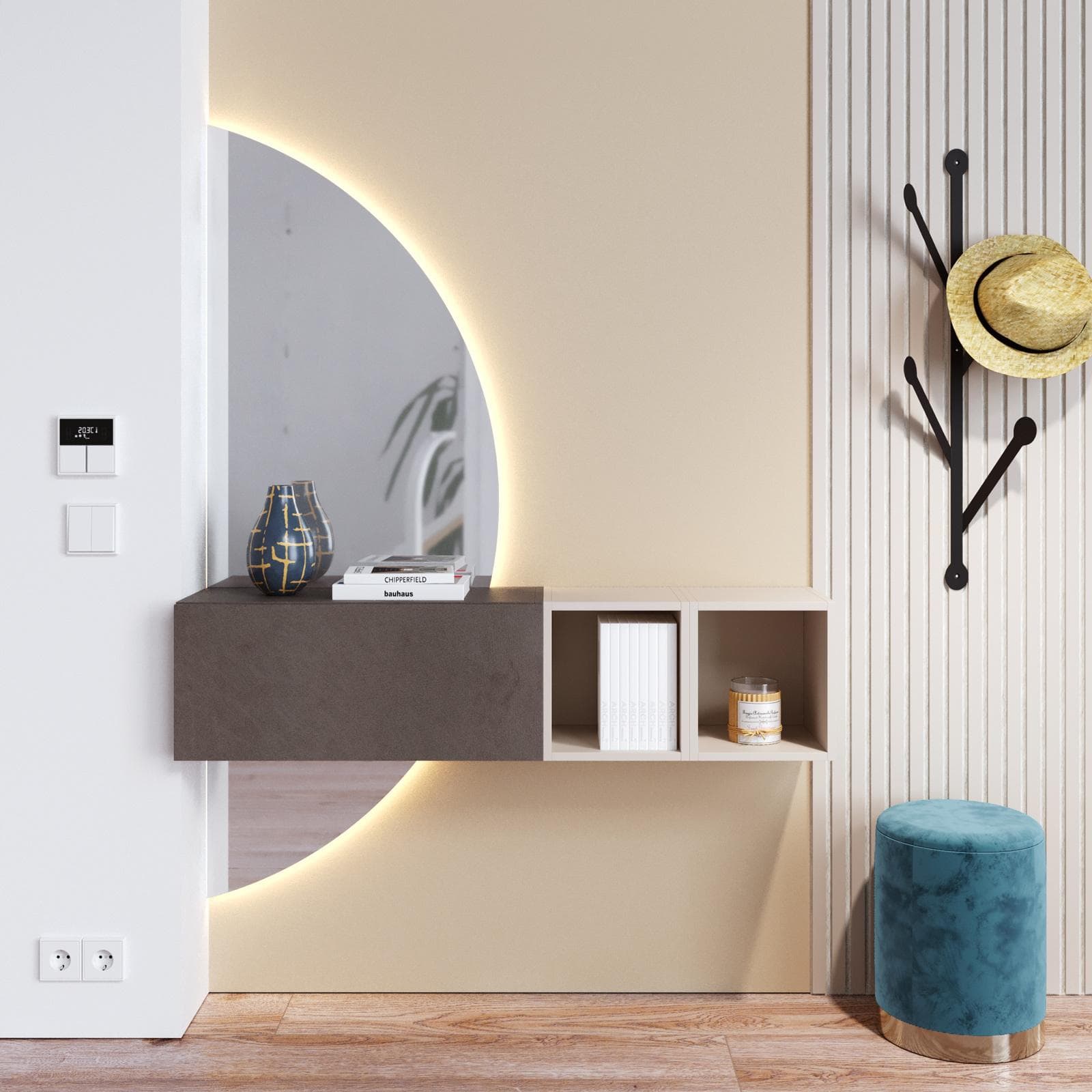 CLARY 2.0 - INGRESSO 124X155H CM BRONZO CASHMERE C/ SPECCHIO RETROILLUMINATO