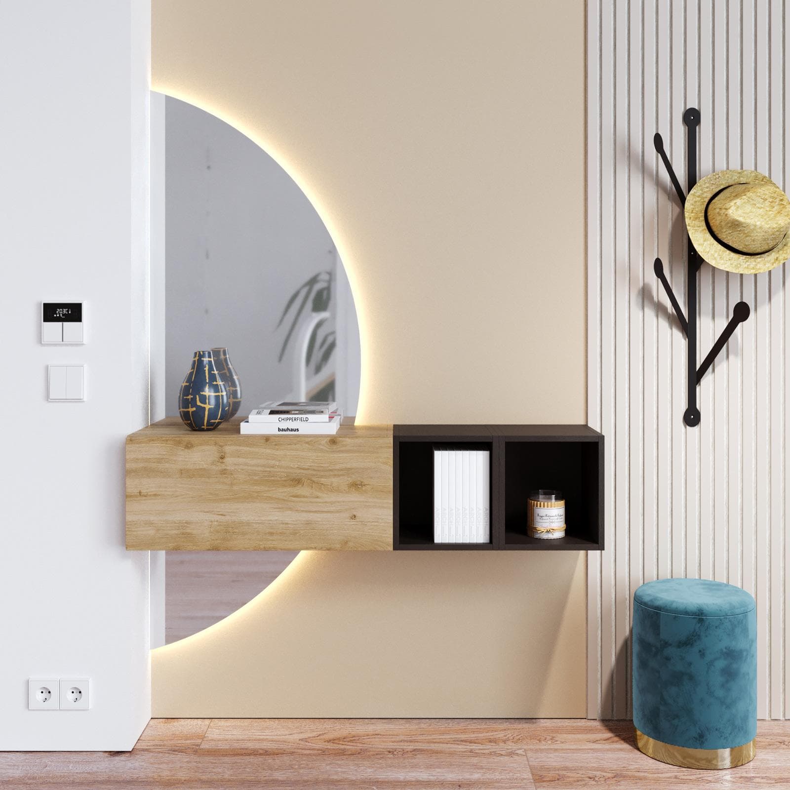 CLARY 2.0 - INGRESSO 124X155H CM CADIZ LAVA C/ SPECCHIO RETROILLUMINATO