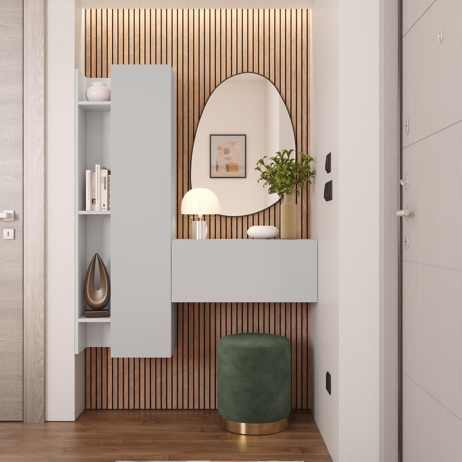 Mobile ingresso sospeso reversibile 116x138h cm gesso - Clary