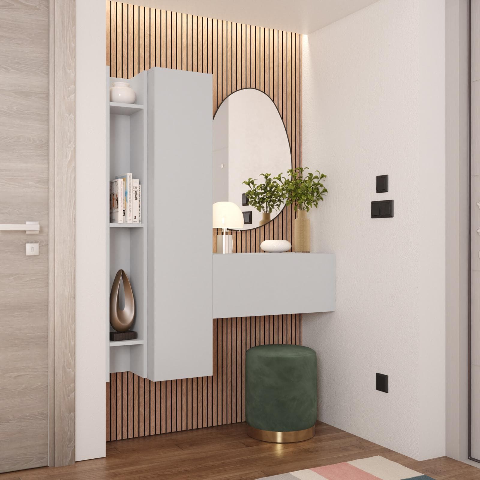 Mobile ingresso sospeso reversibile 116x138h cm gesso - Clary