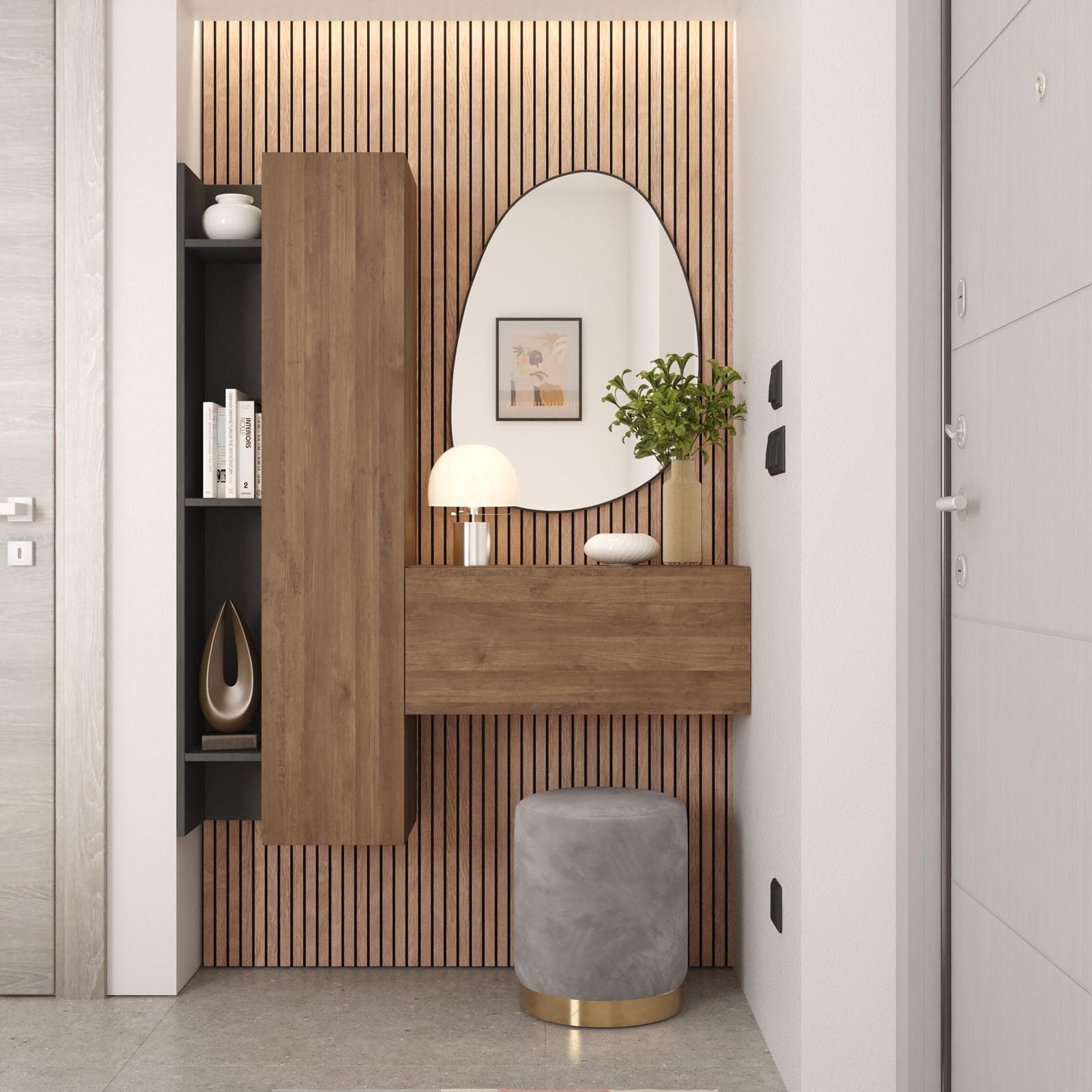 Mobile ingresso sospeso reversibile 116x138h cm lava e mercure - Clary