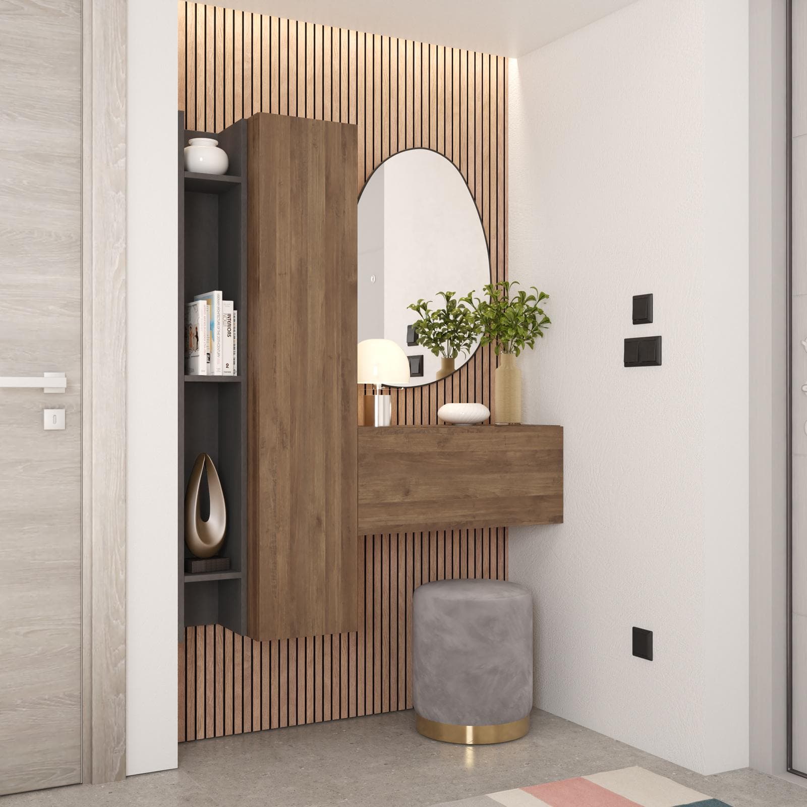 Mobile ingresso sospeso reversibile 116x138h cm lava e mercure - Clary