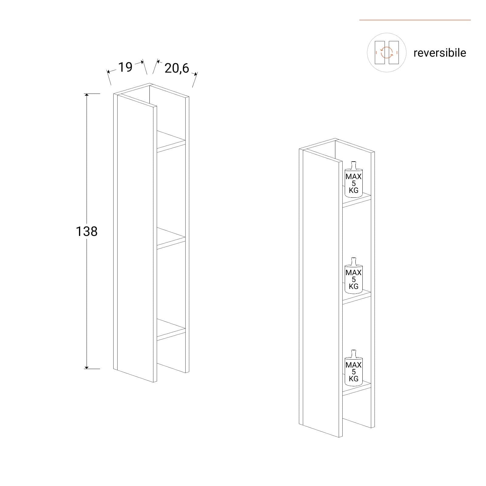 Mobile ingresso sospeso reversibile 116x138h cm lava e mercure - Clary