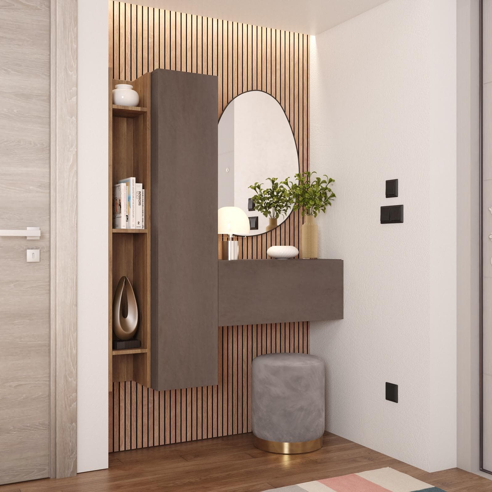 Mobile ingresso sospeso reversibile 116x138h cm mercure e bronzo - Clary
