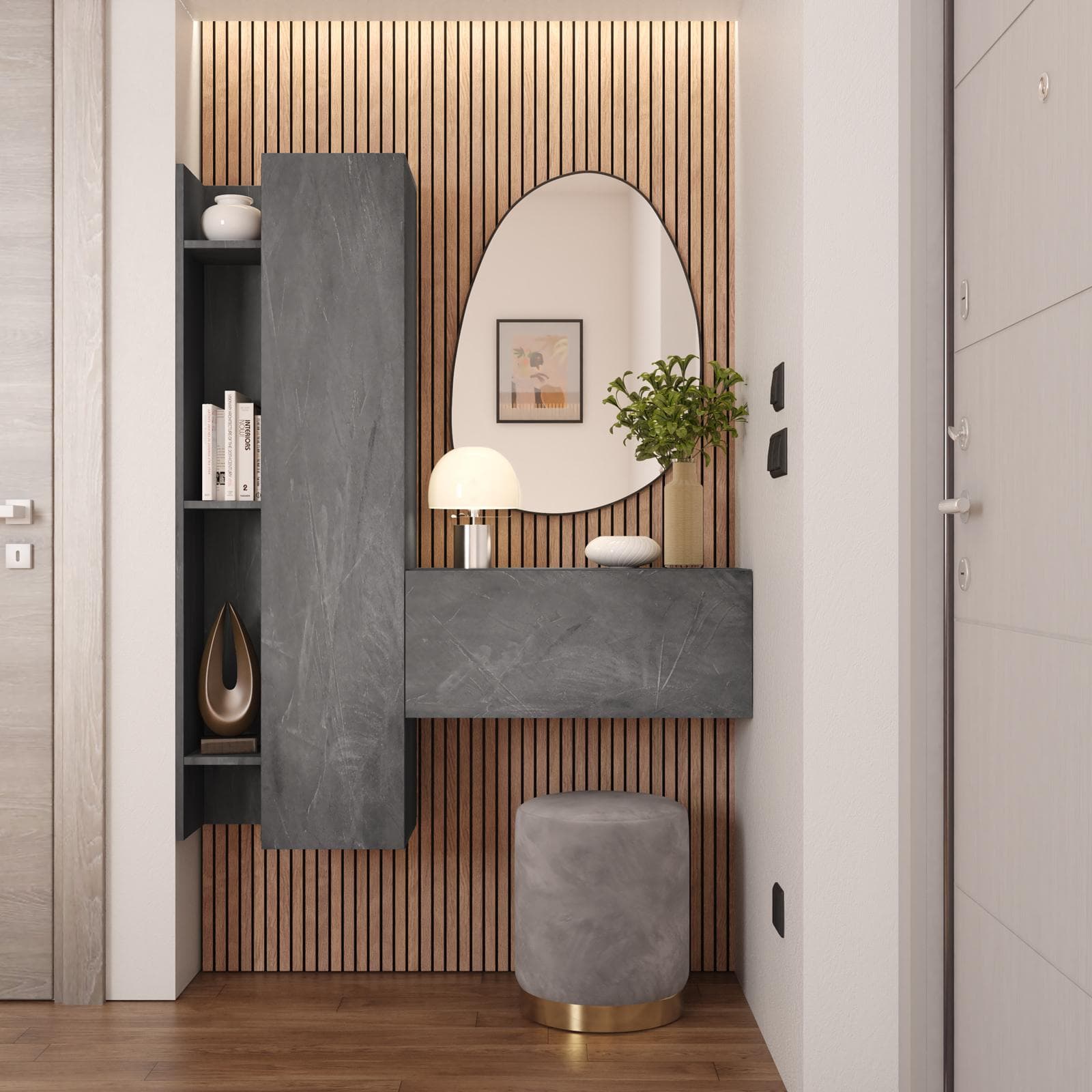 Mobile ingresso sospeso reversibile 116x138h cm piombo - Clary