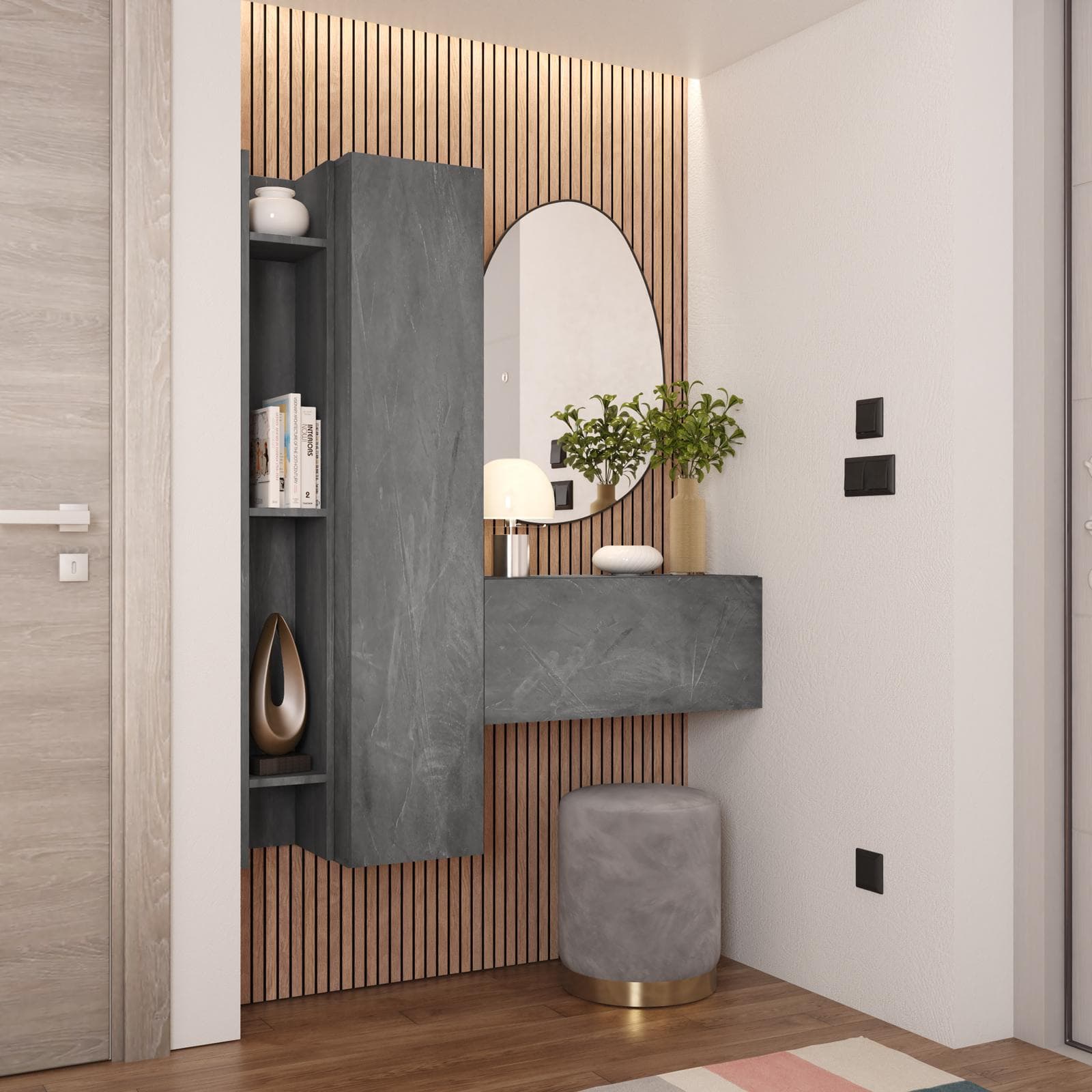 Mobile ingresso sospeso reversibile 116x138h cm piombo - Clary