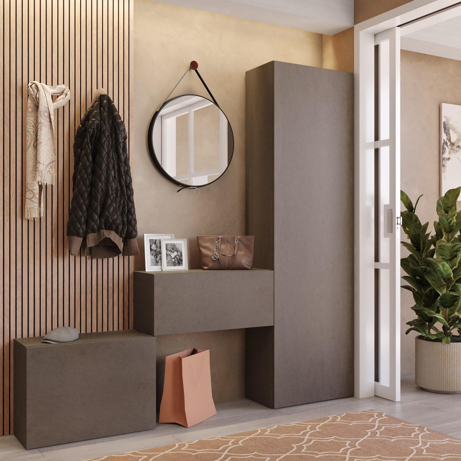 Mobile ingresso reversibile 123-178x185h cm bronzo - Clary