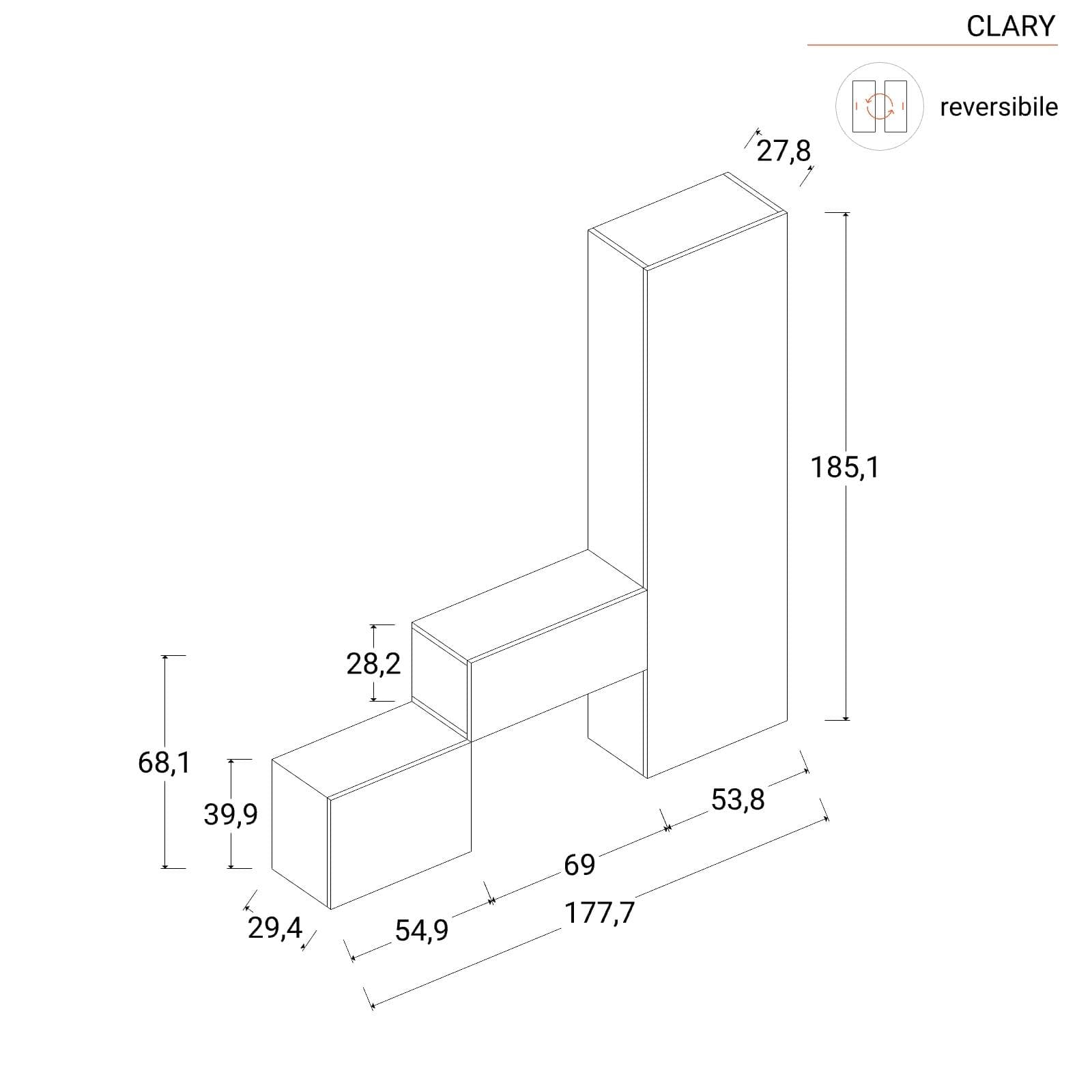 Mobile ingresso reversibile 123-178x185h cm bronzo - Clary
