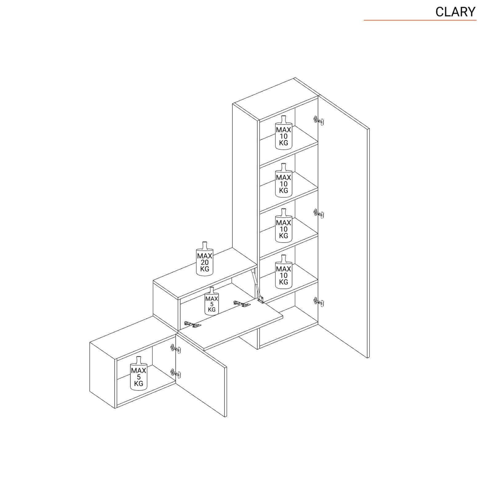 Mobile ingresso reversibile 123-178x185h cm piombo mercure - Clary