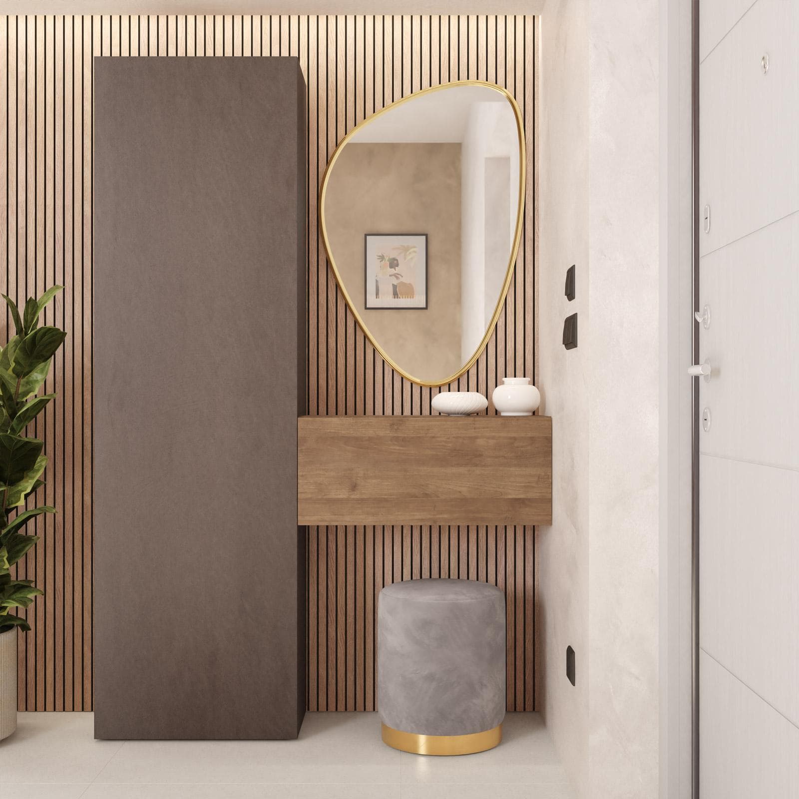 Mobile ingresso reversibile 123x185h cm colonna bronzo e pensile mercure - Clary