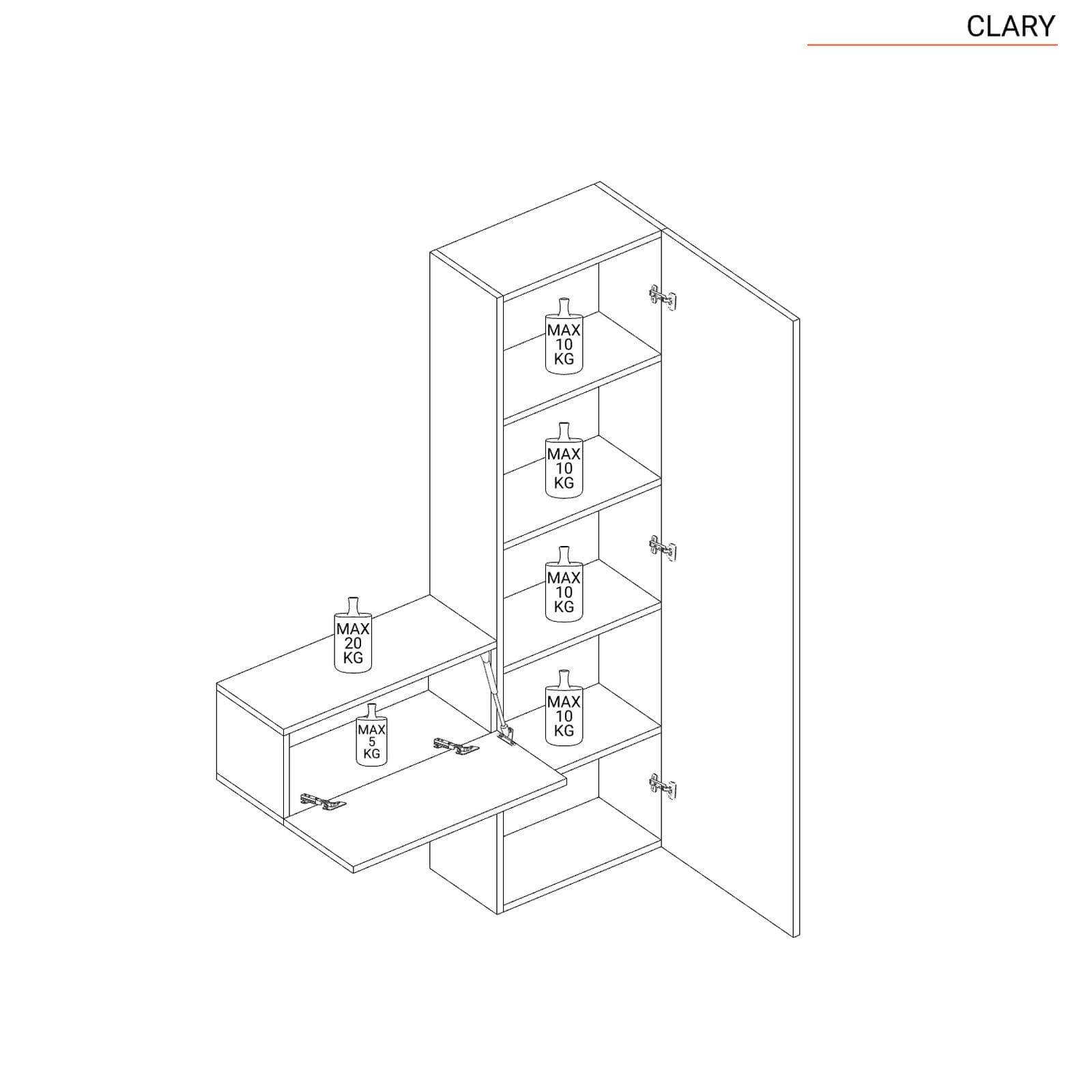 Mobile ingresso reversibile 123x185h cm colonna cadiz e pensile argilla - Clary