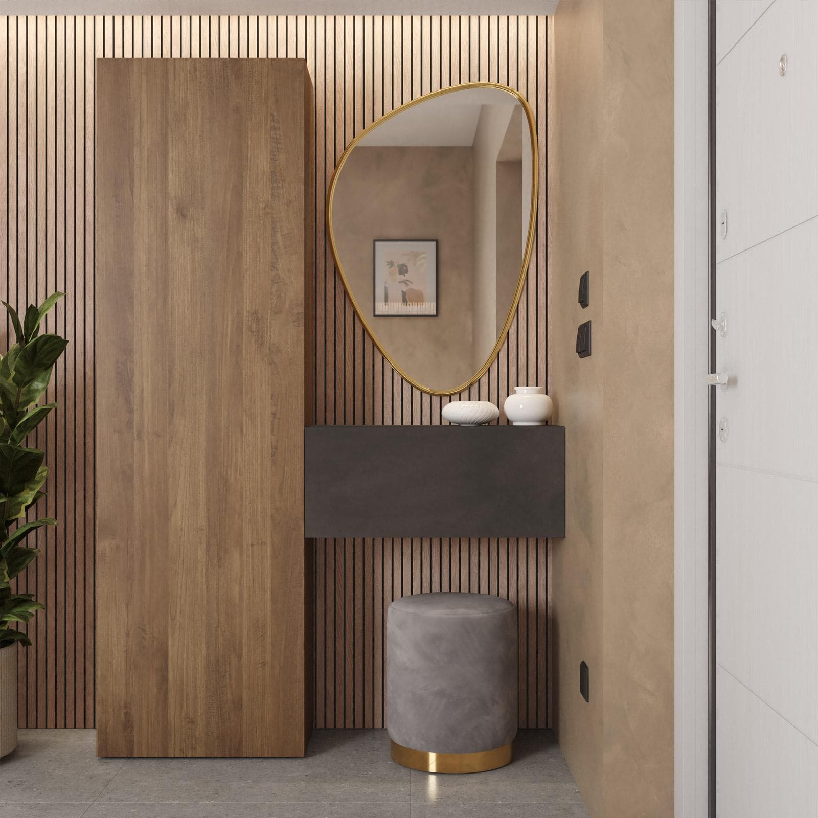 Mobile ingresso reversibile 123x185h cm colonna mercure e pensile lava - Clary