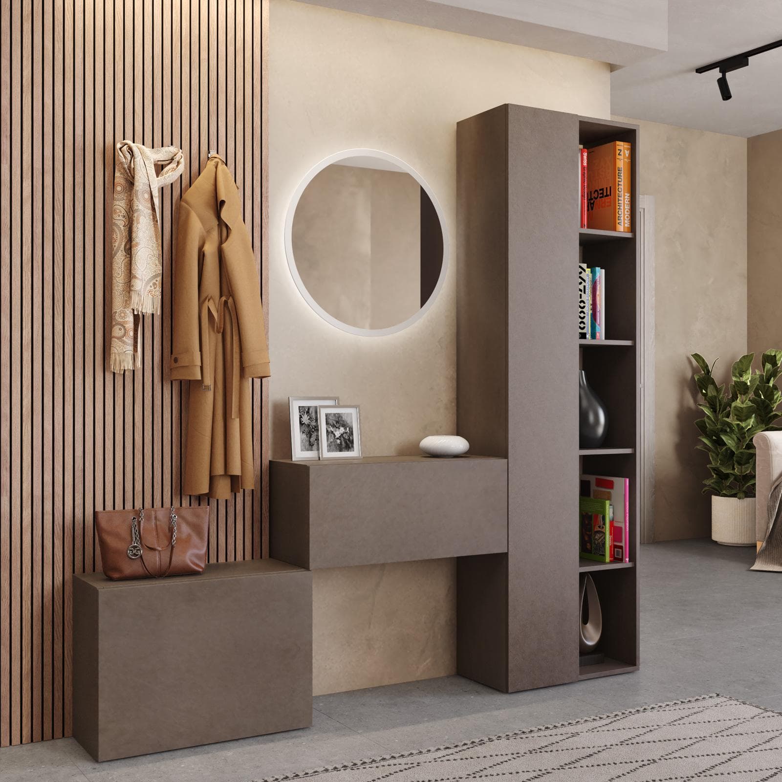 Mobile ingresso reversibile 125-180x185h cm bronzo - Clary