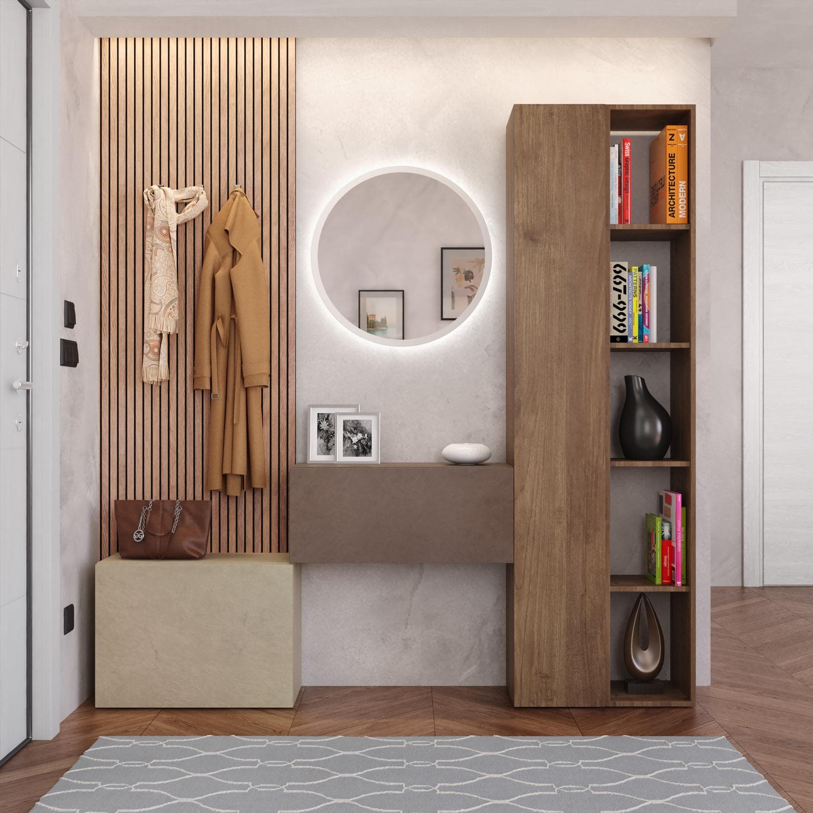 Mobile ingresso reversibile 125-180x185h cm mercure bronzo argilla - Clary