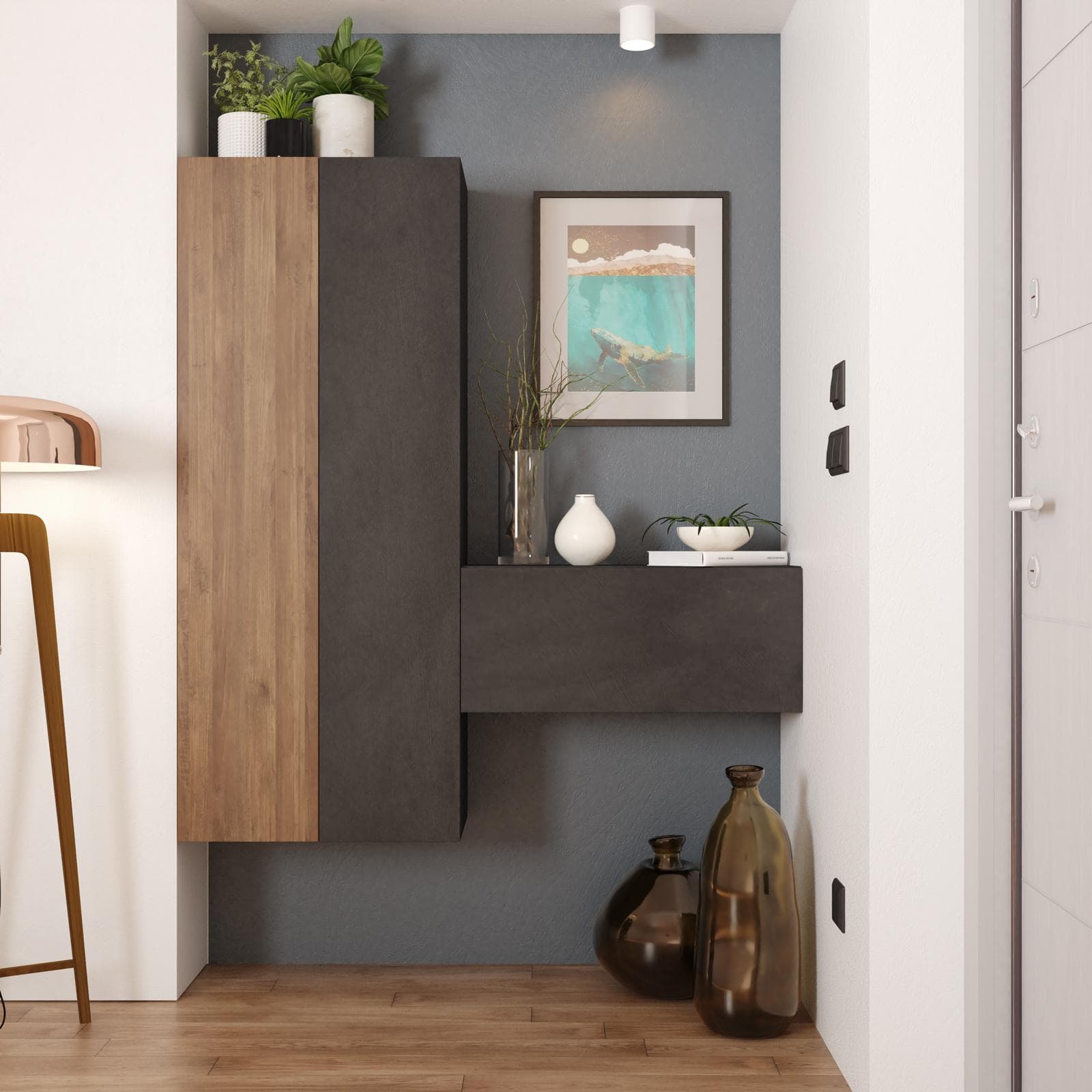 Mobile ingresso sospeso reversibile 125x138h cm mercure e lava - Clary