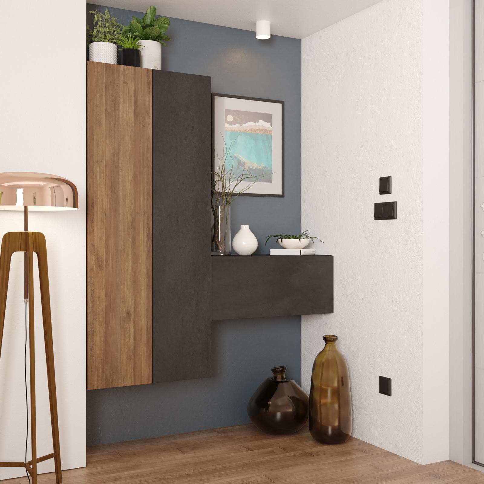 Mobile ingresso sospeso reversibile 125x138h cm mercure e lava - Clary
