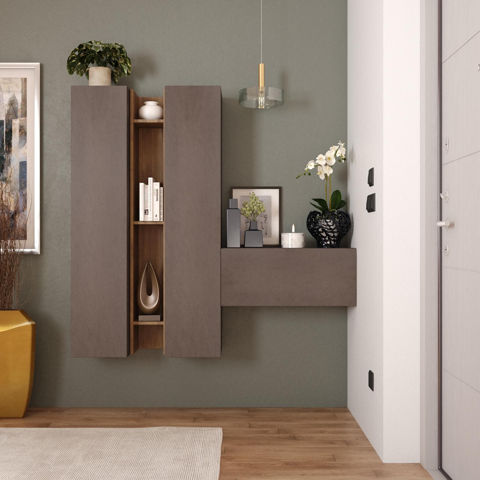 Mobile ingresso sospeso reversibile 144x138h cm bronzo e mercure - Clary
