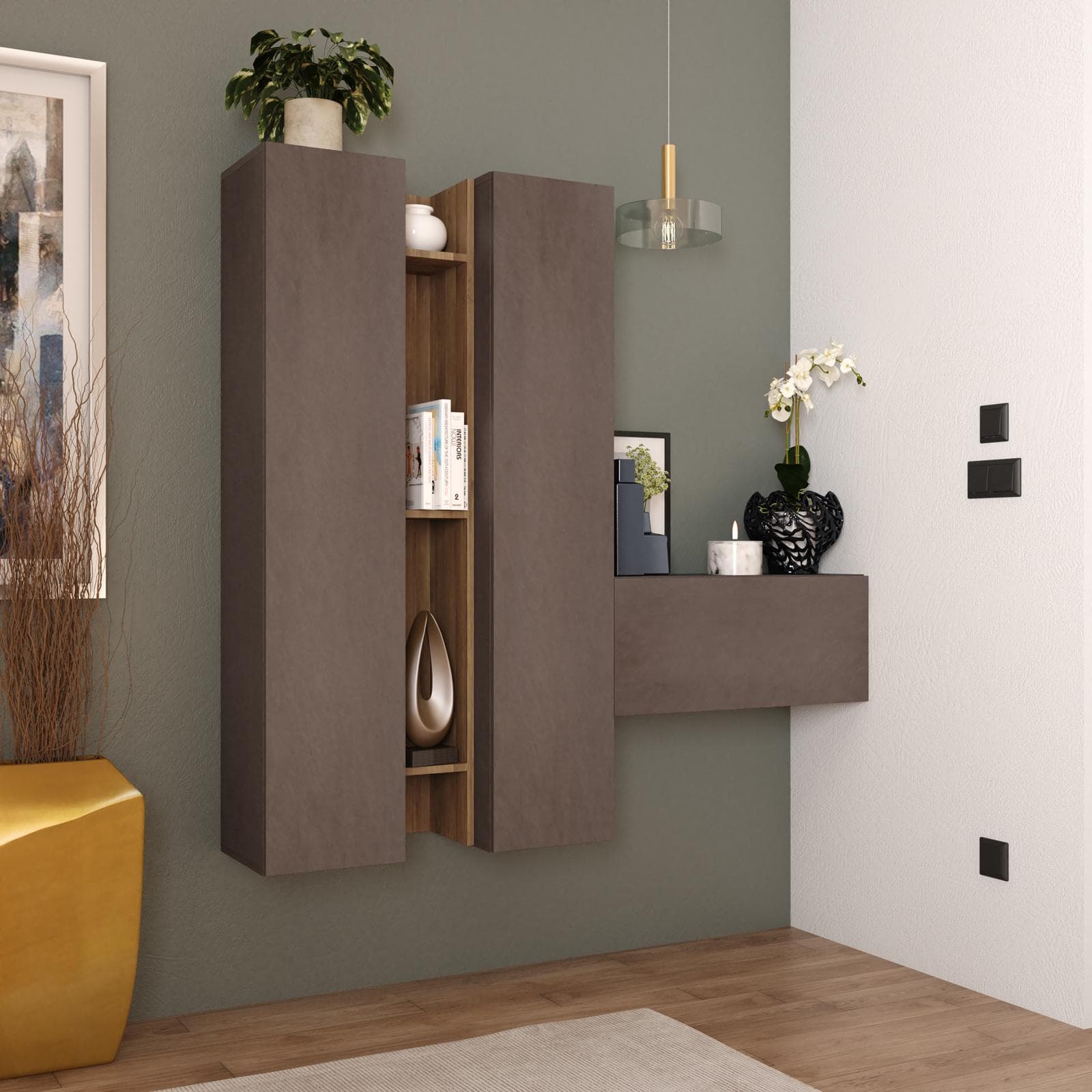 Mobile ingresso sospeso reversibile 144x138h cm bronzo e mercure - Clary
