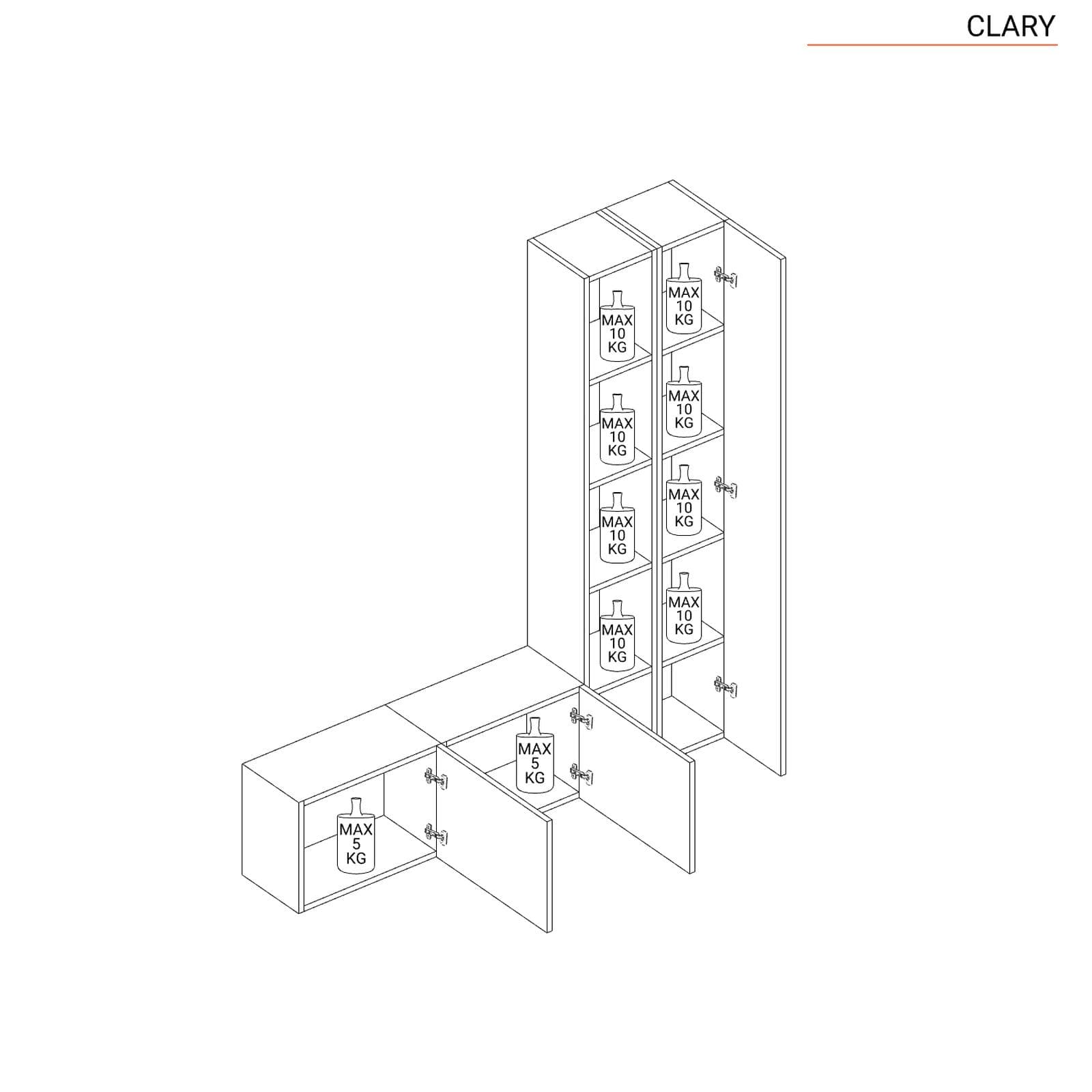 Mobile ingresso reversibile 166x185h cm 2 colonne e 2 cubi argilla - Clary