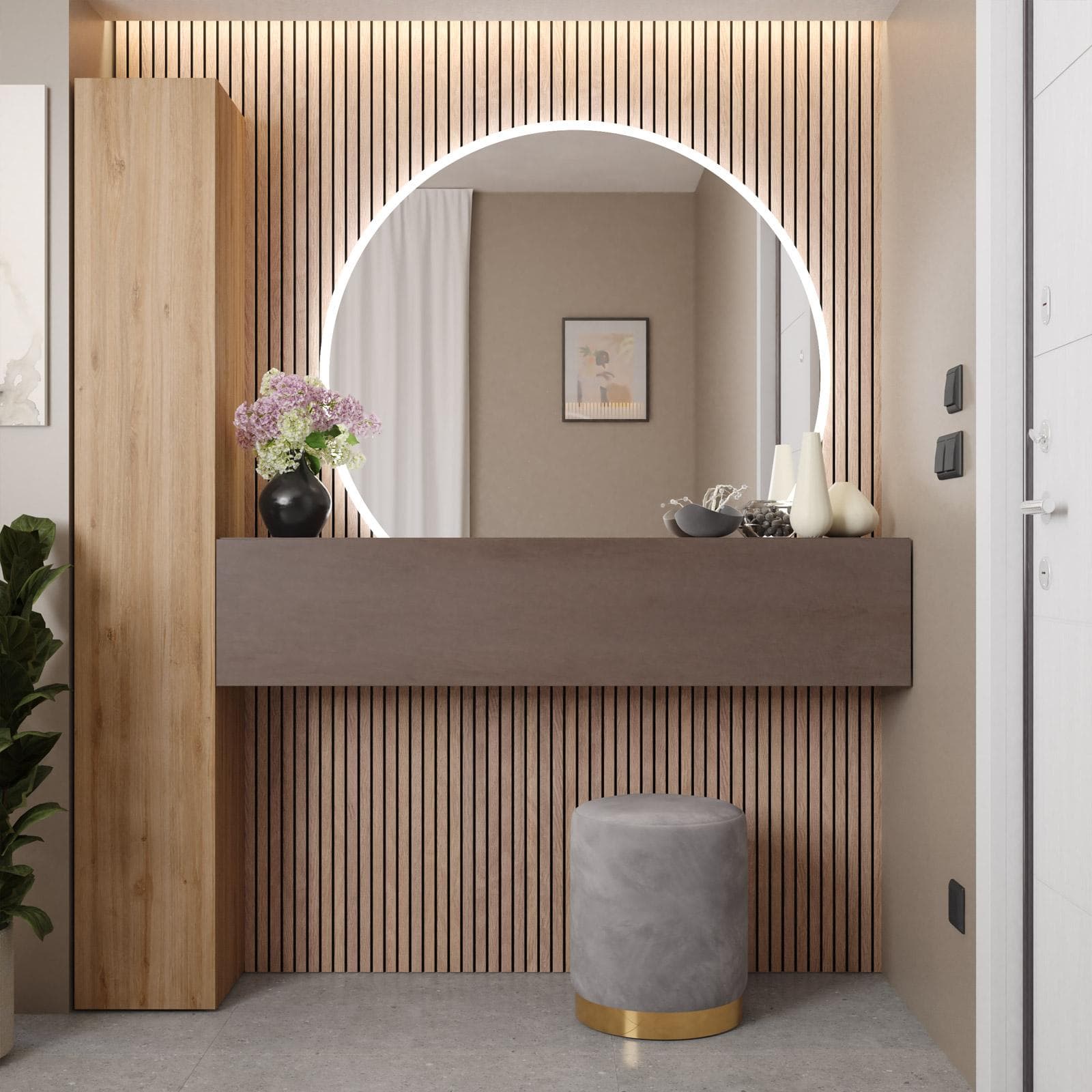 Mobile ingresso reversibile 166x185h cm colonna cadiz e pensile bronzo - Clary