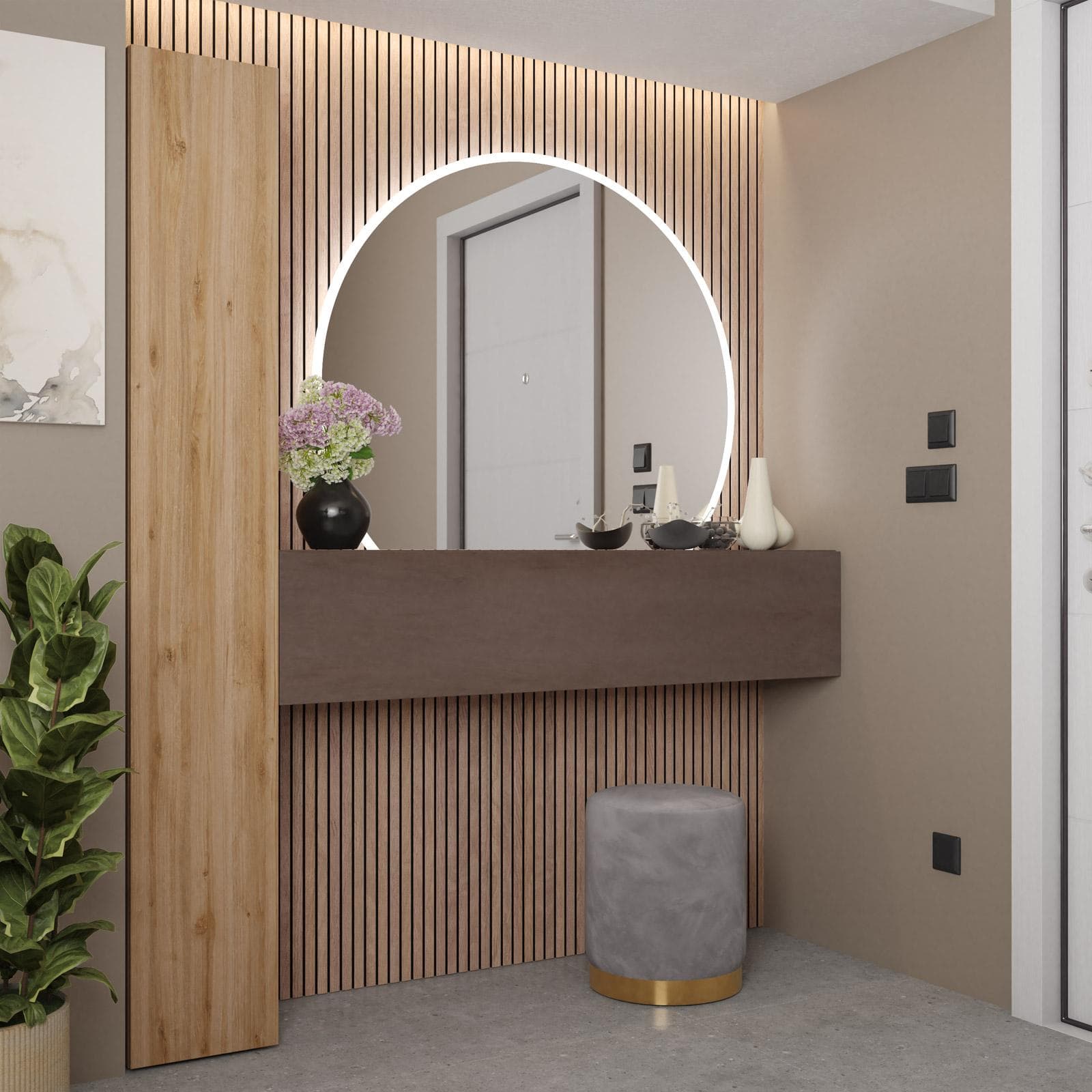 Mobile ingresso reversibile 166x185h cm colonna cadiz e pensile bronzo - Clary