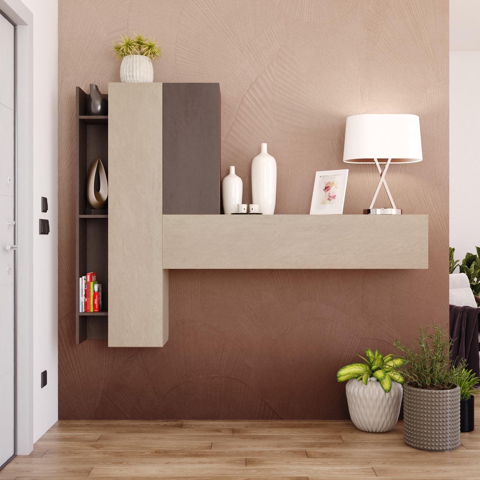 Mobile ingresso sospeso reversibile 185x138h bronzo e argilla - Clary