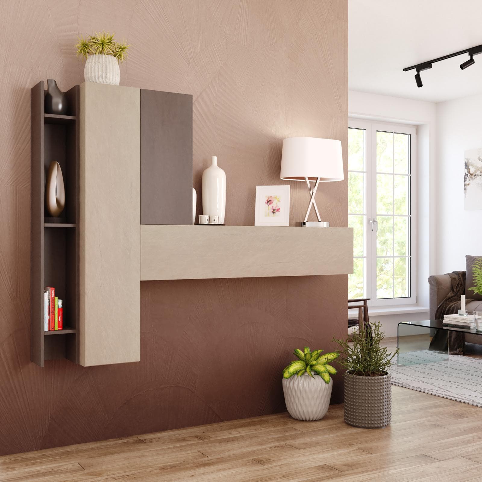 Mobile ingresso sospeso reversibile 185x138h bronzo e argilla - Clary