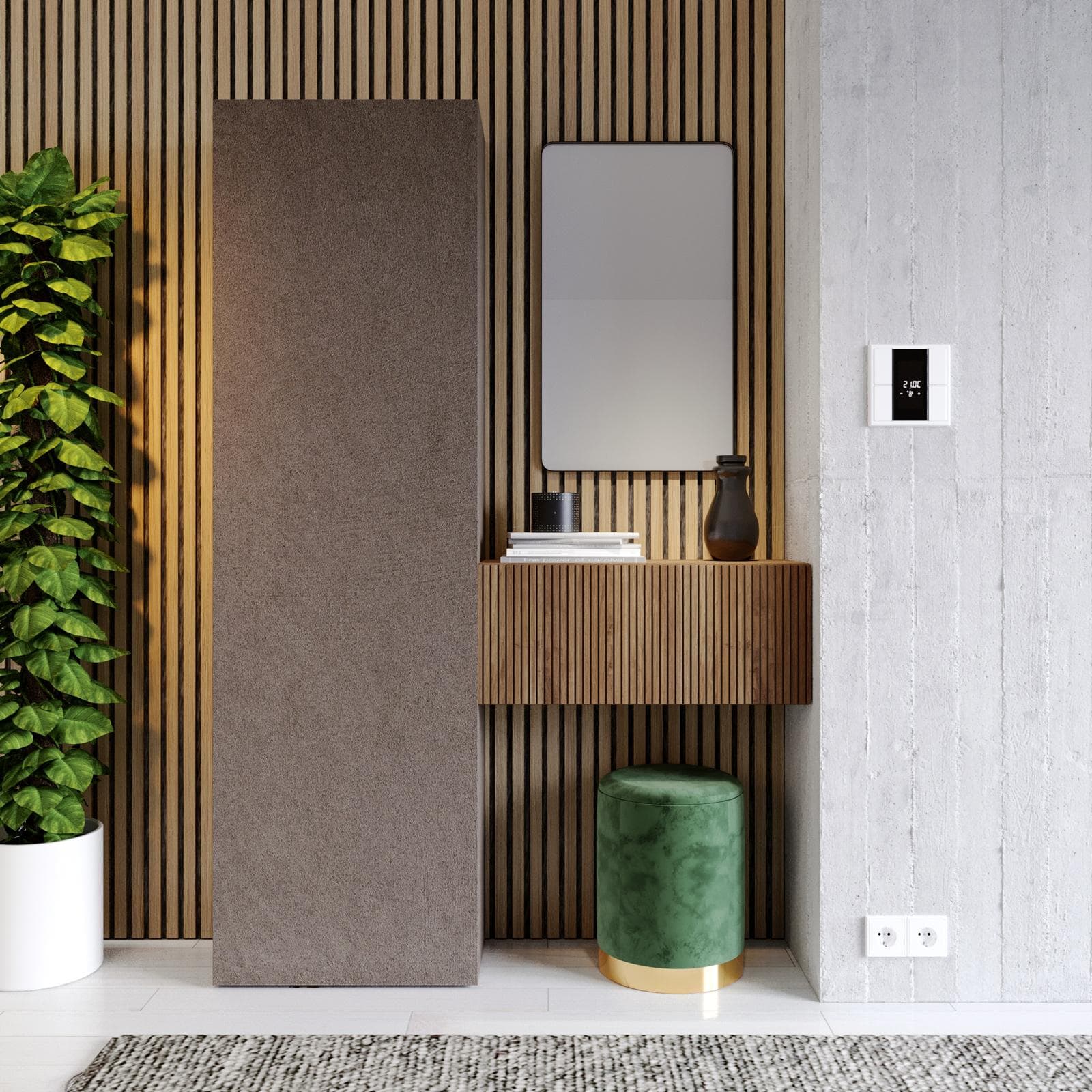 Mobile ingresso reversibile 123x185h cm bronzo e mercure cannettato - Clary