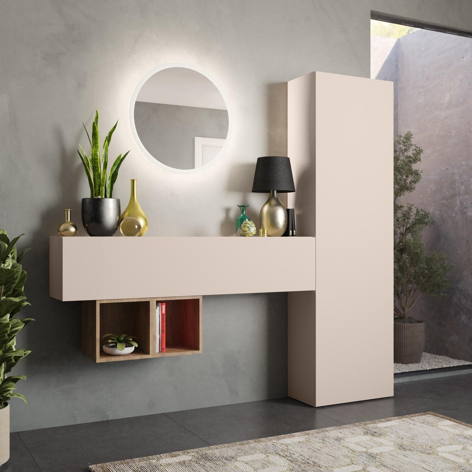 Mobile ingresso reversibile 192x185h cm cashmere e mercure - Clary