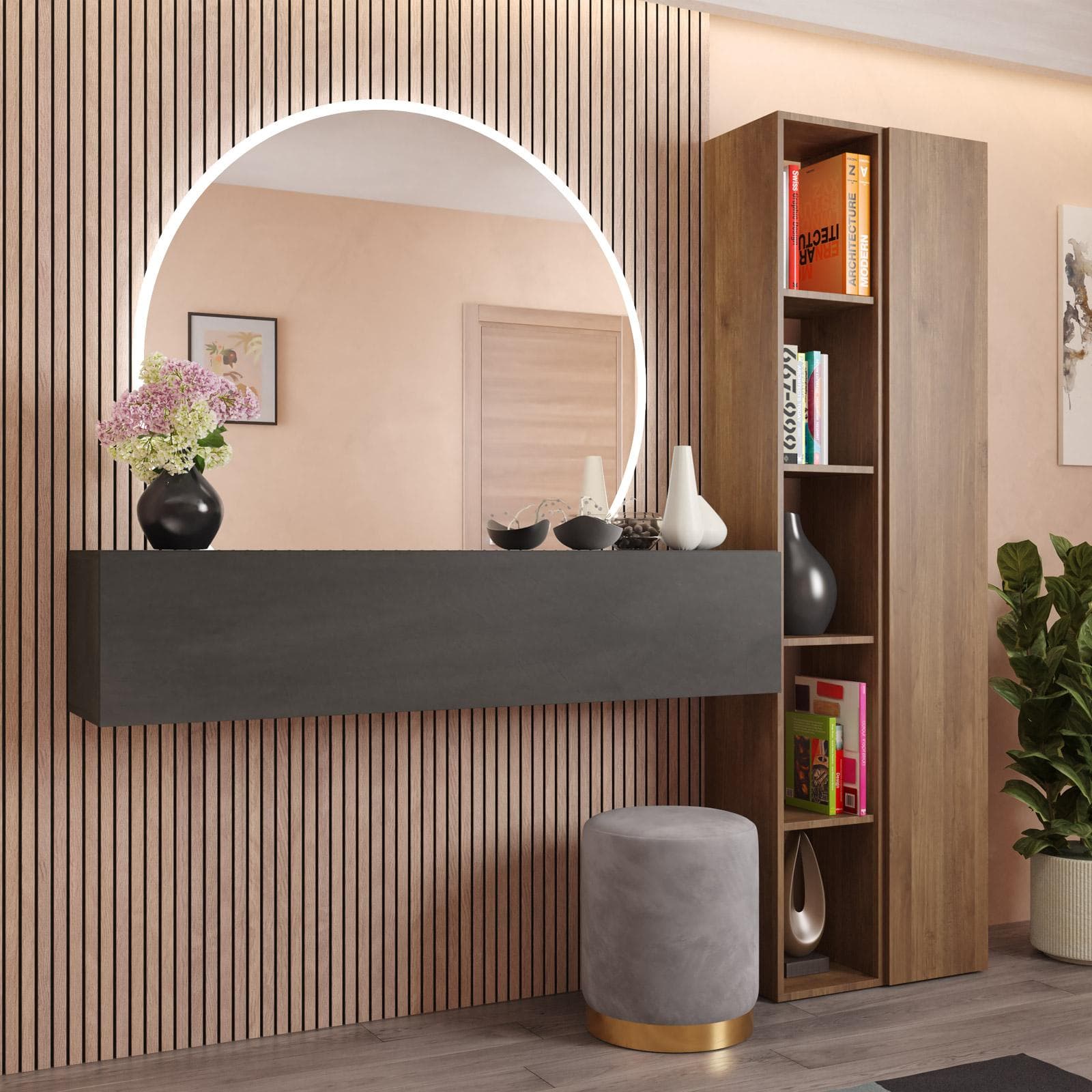 Mobile ingresso reversibile 194x185h cm 2 colonne mercure e pensile lava - Clary