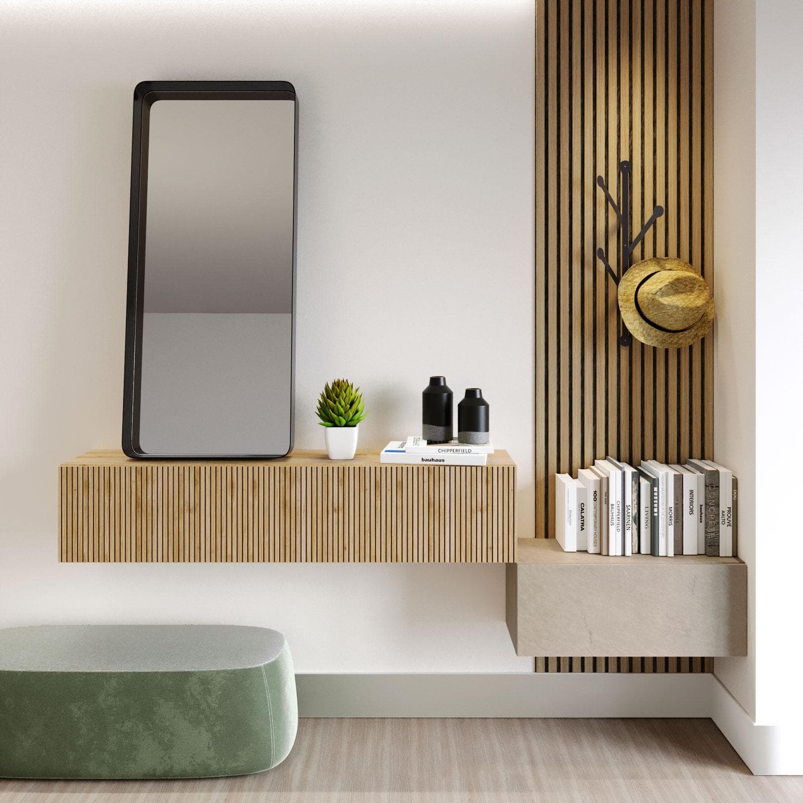 Mobile ingresso reversibile 207 cm argilla e cadiz cannettato - Clary