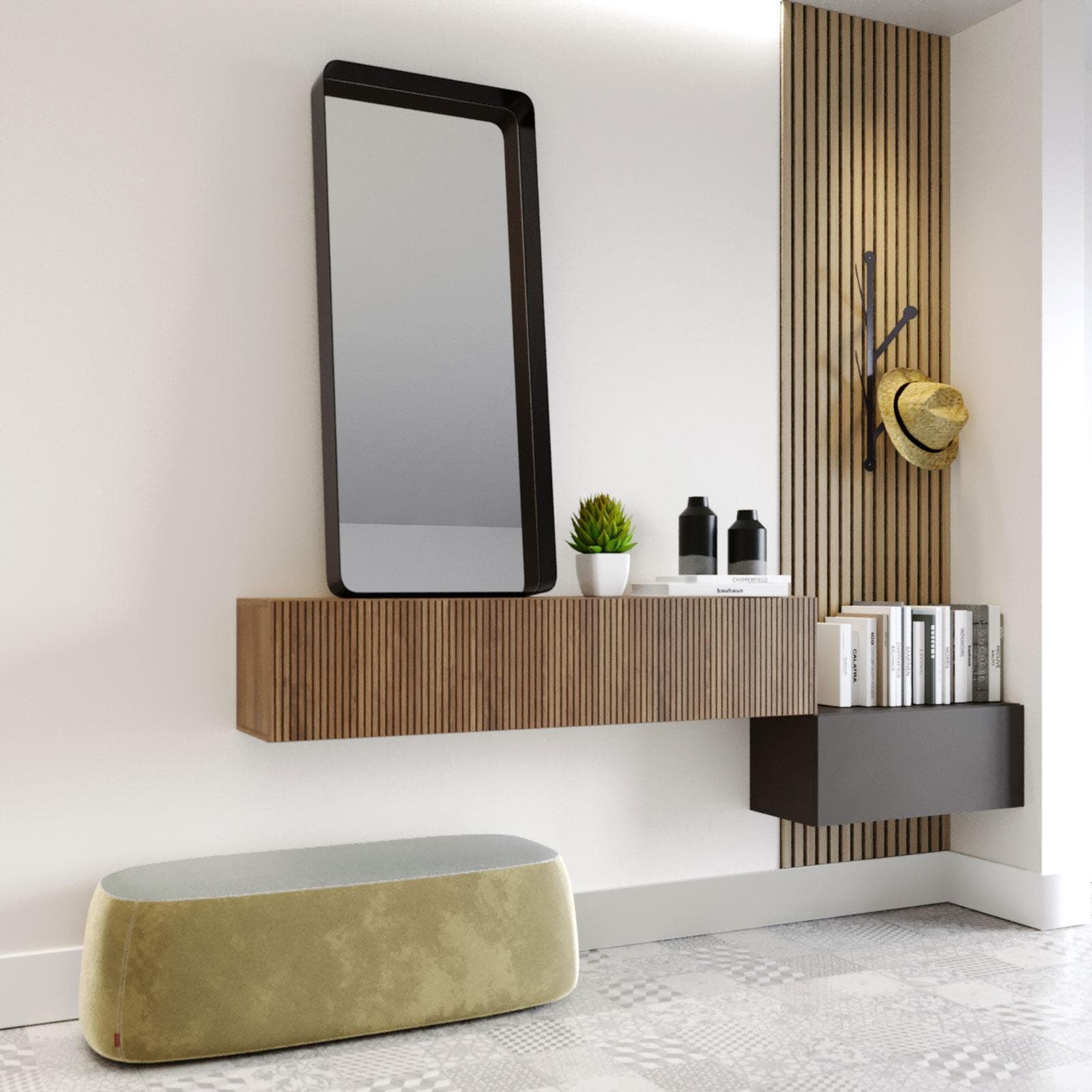 Mobile ingresso reversibile 207 cm lava e mercure cannettato - Clary
