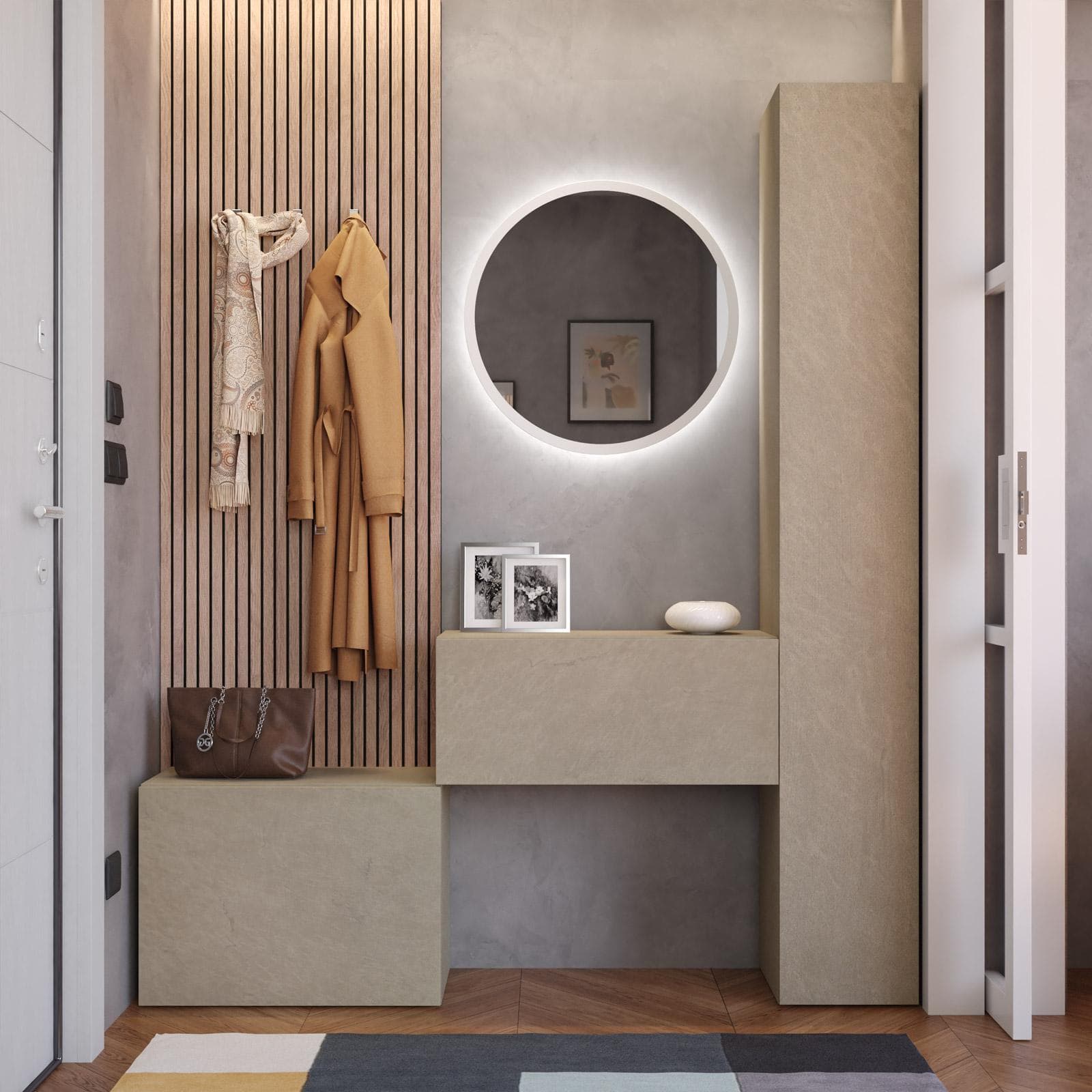 Mobile ingresso reversibile 97-152x185h cm argilla - Clary